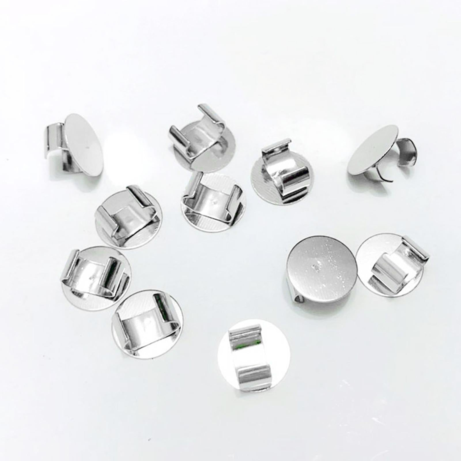 100 Pieces Hair Clip Base 10mm DIY Handmade Silver Buttons for Findings Girl