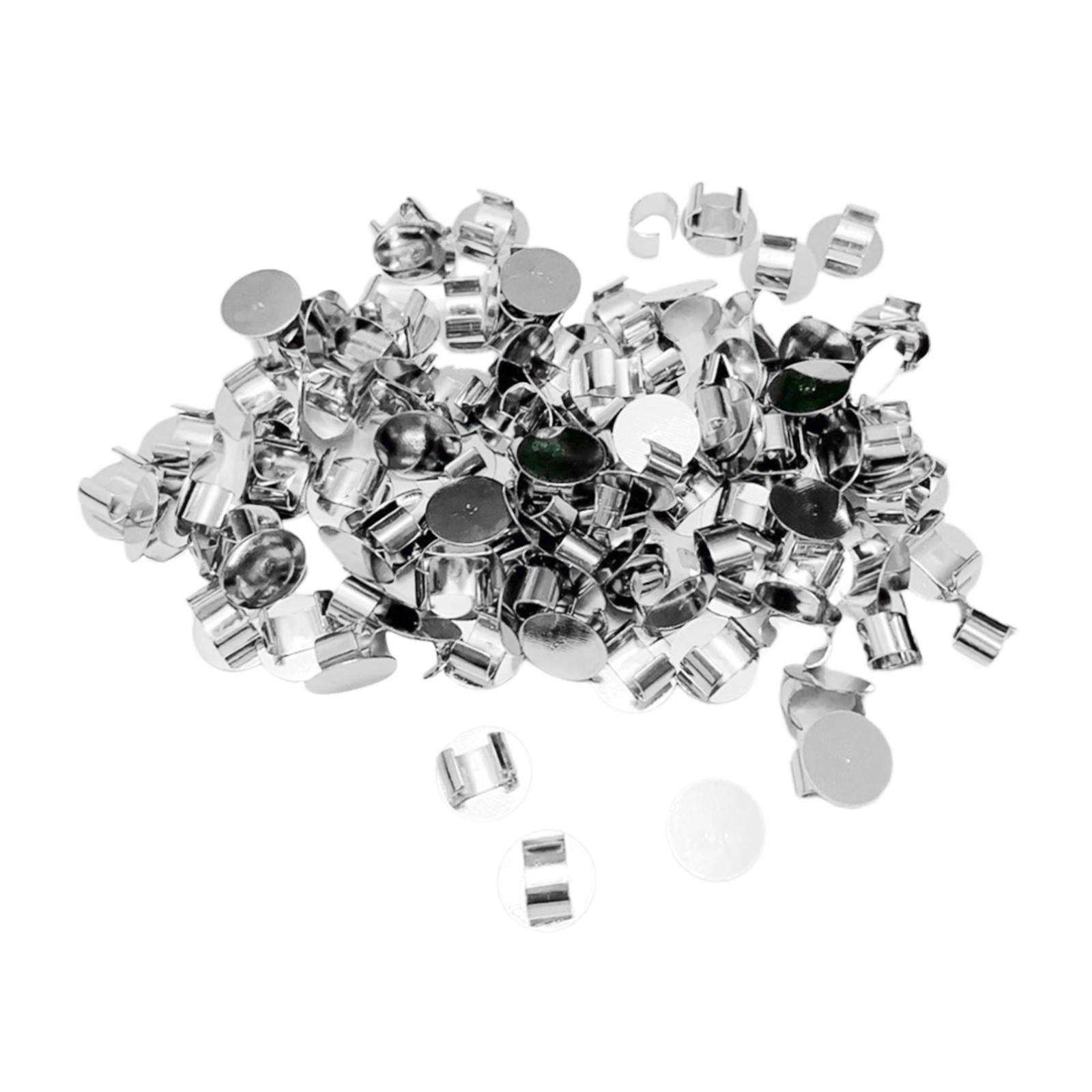 100 Pieces Hair Clip Base 10mm DIY Handmade Silver Buttons for Findings Girl