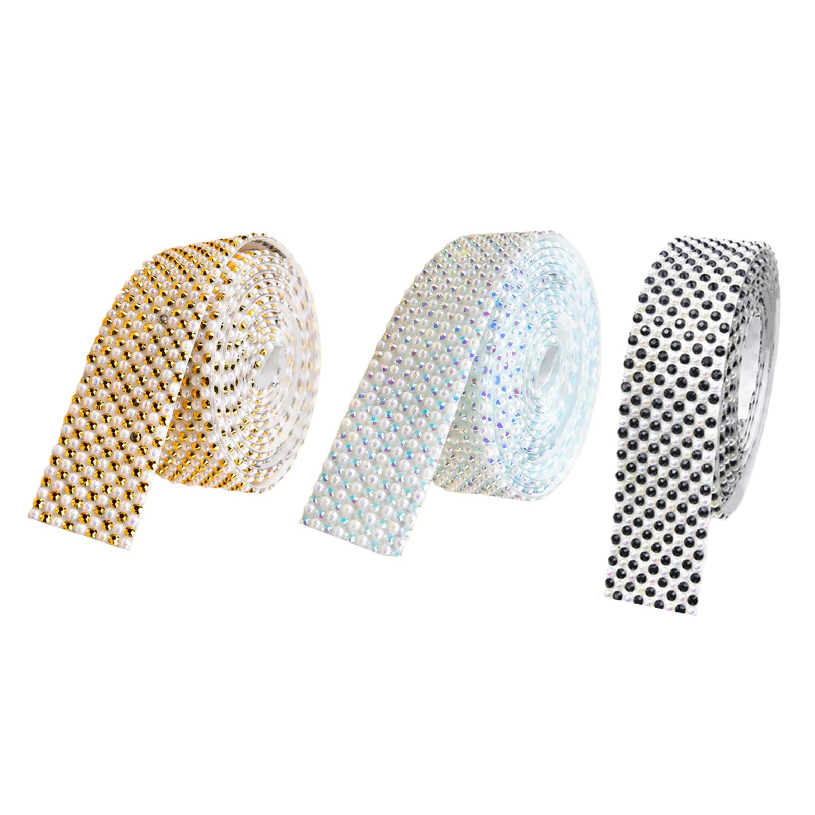 Rhinestone Ribbon Embellishment Self Adhesive for Crafts Supplies White