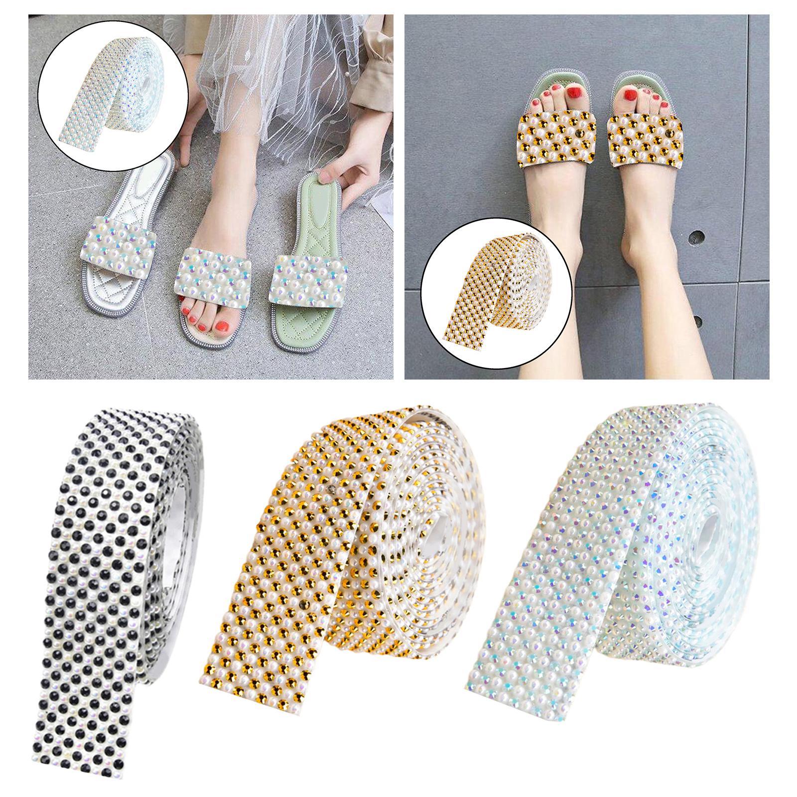 Rhinestone Ribbon Embellishment Self Adhesive for Crafts Supplies White