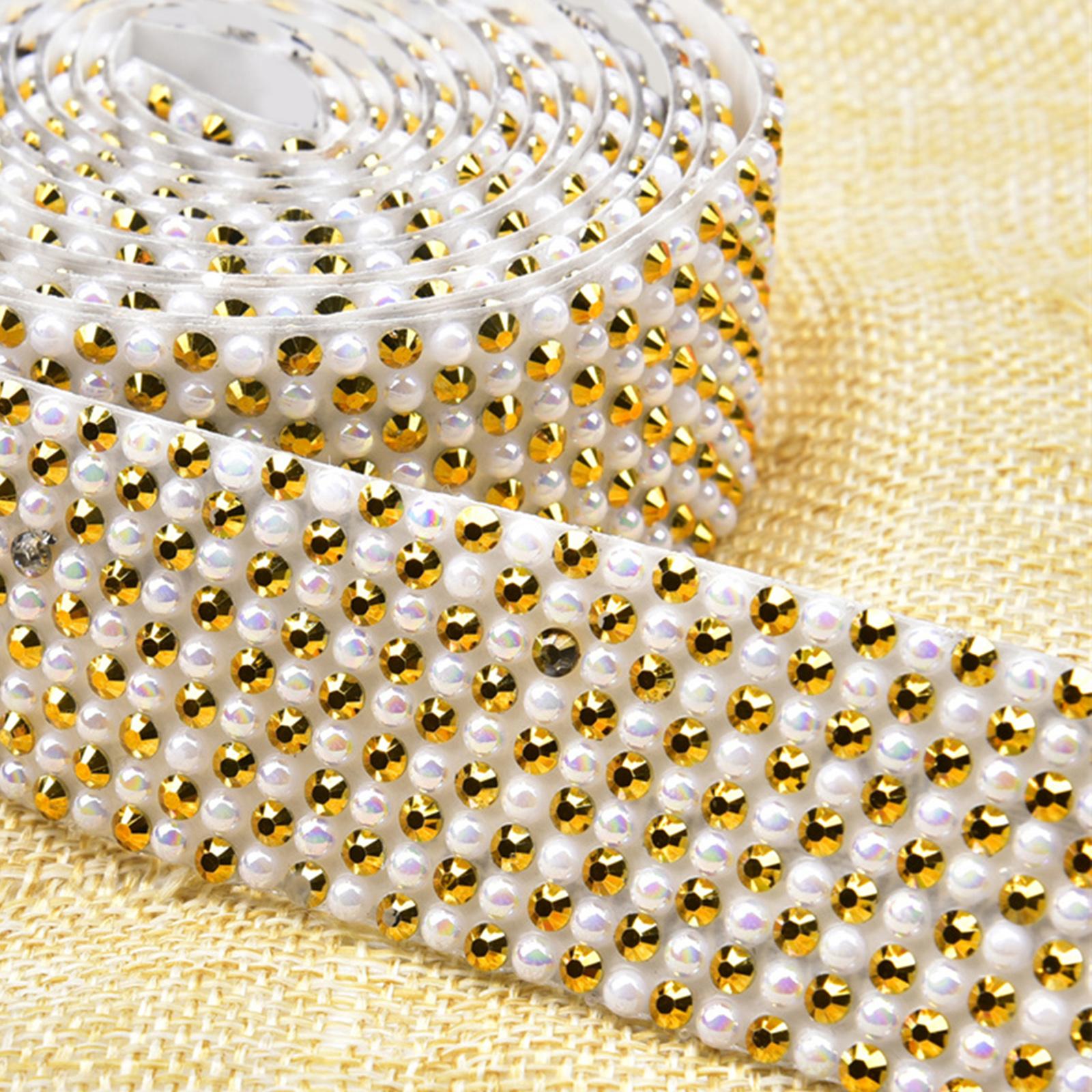 Rhinestone Ribbon Embellishment Self Adhesive for Crafts Supplies Yellow