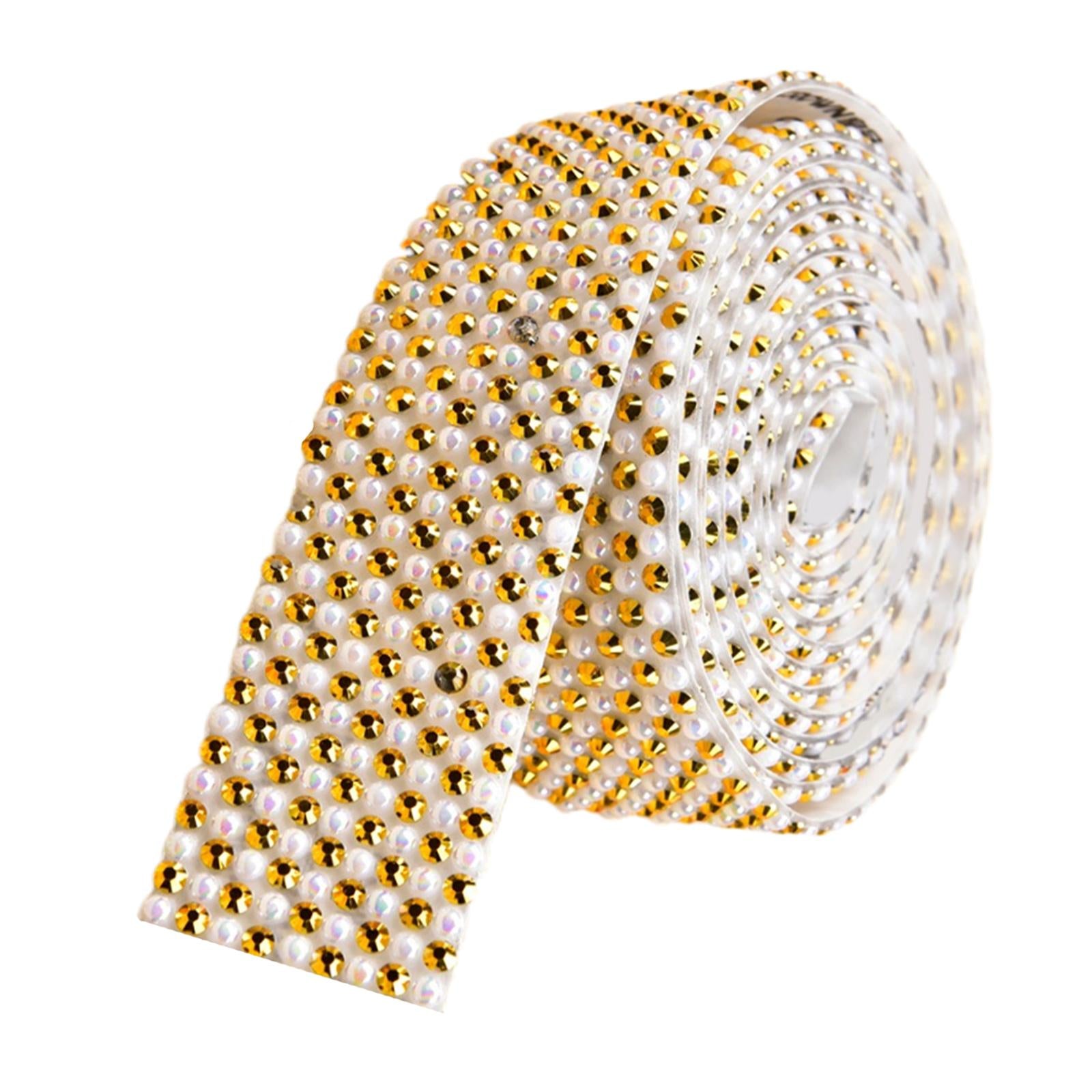 Rhinestone Ribbon Embellishment Self Adhesive for Crafts Supplies Yellow