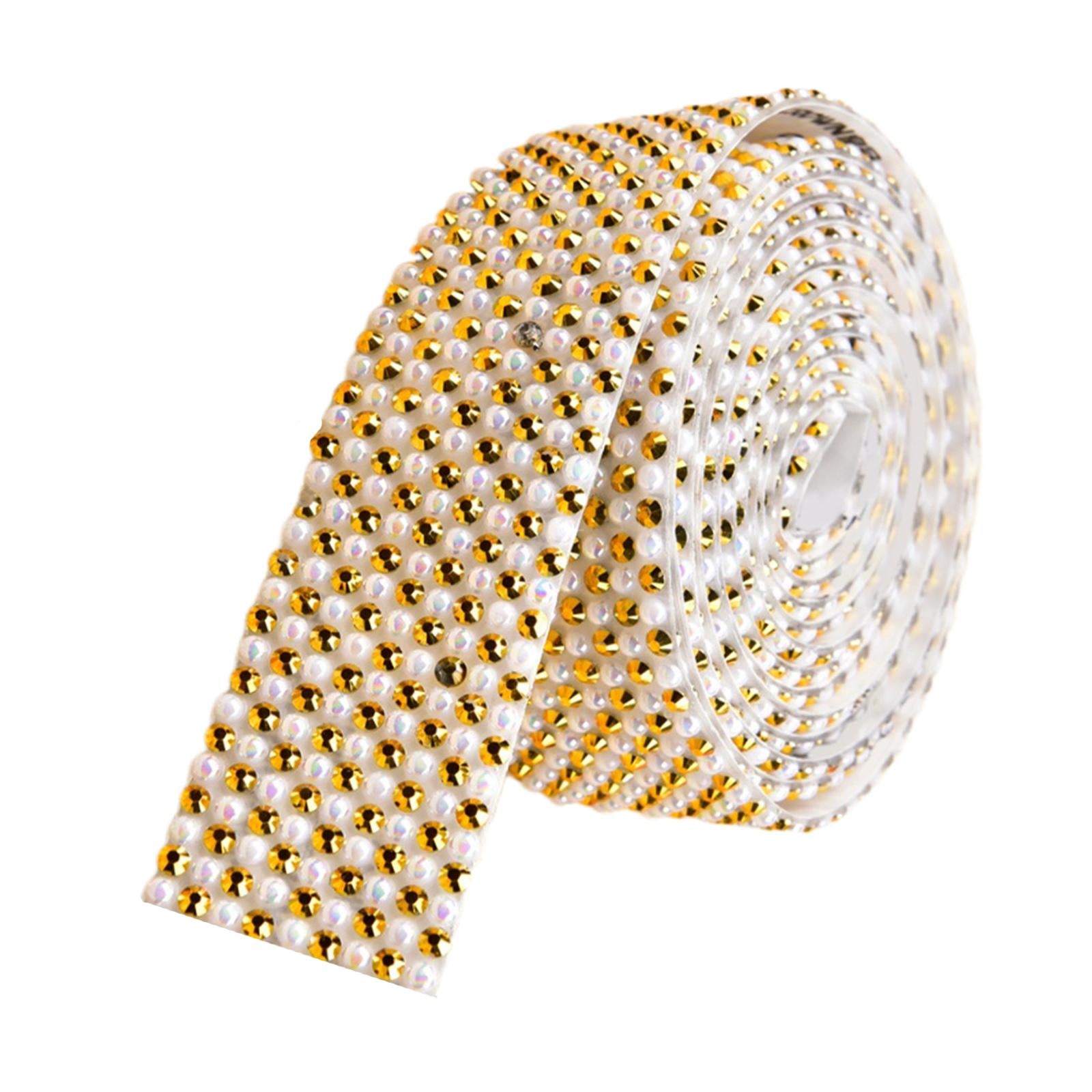 Rhinestone Ribbon Embellishment Self Adhesive for Crafts Supplies Yellow