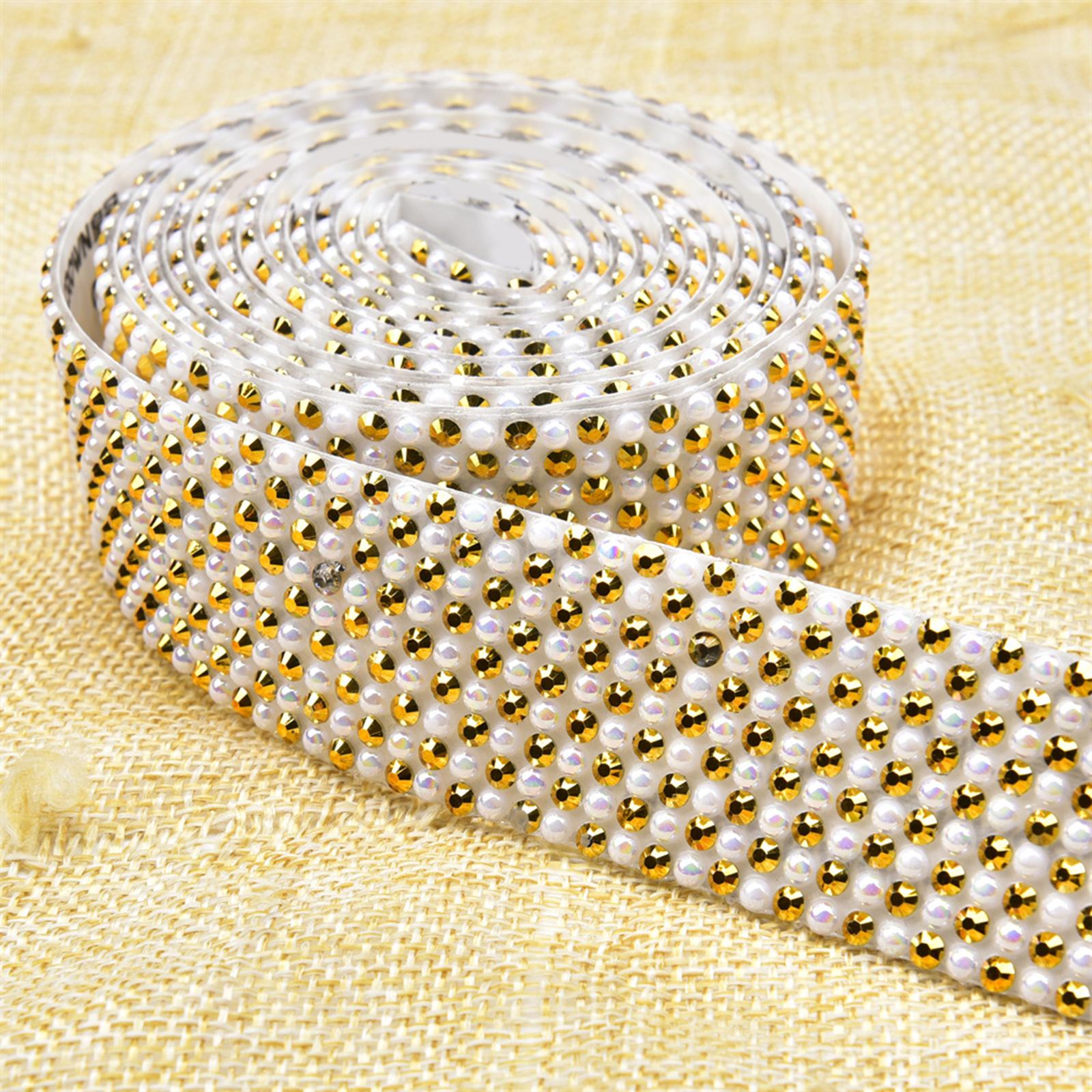 Rhinestone Ribbon Embellishment Self Adhesive for Crafts Supplies Yellow