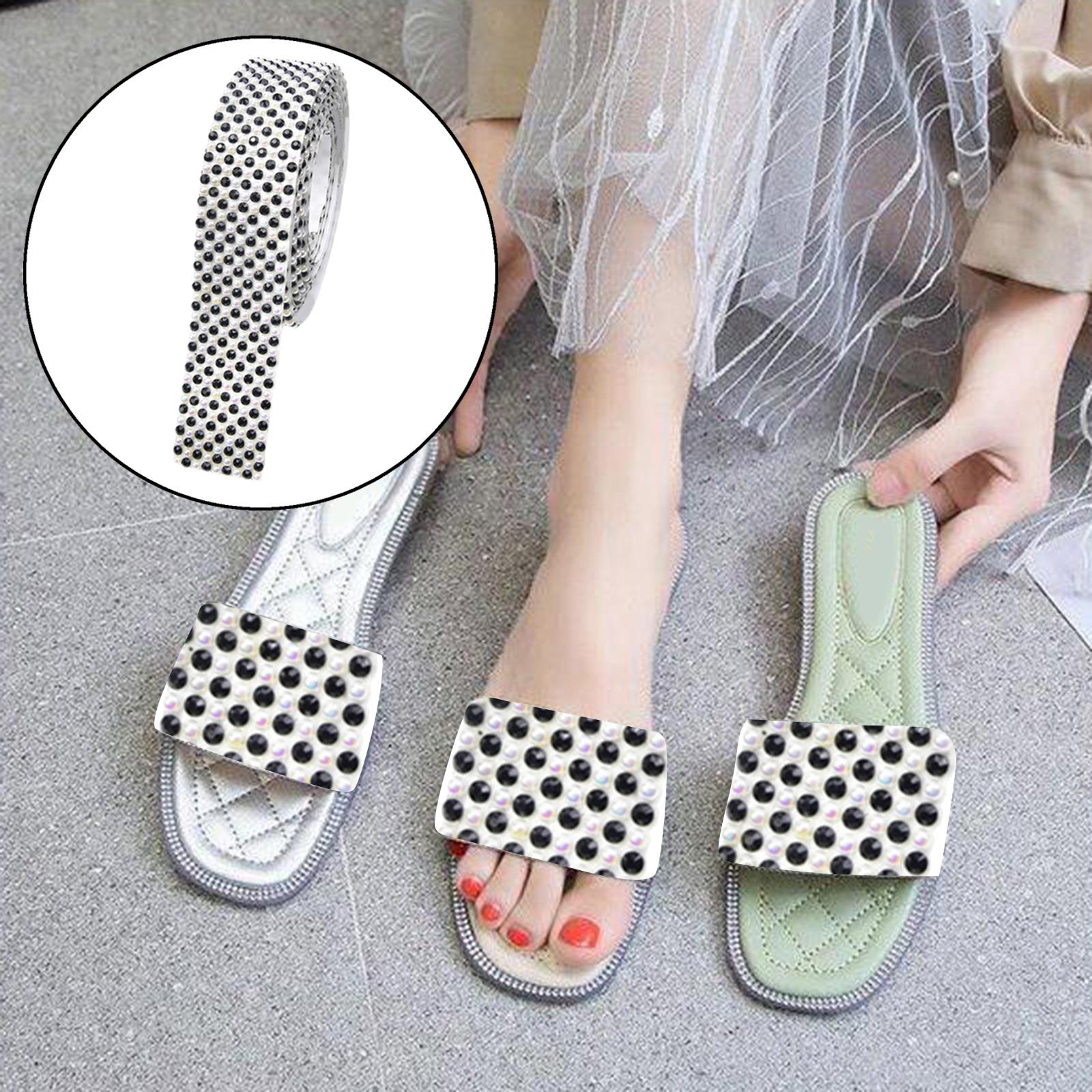 Rhinestone Ribbon Embellishment Self Adhesive for Crafts Supplies Black