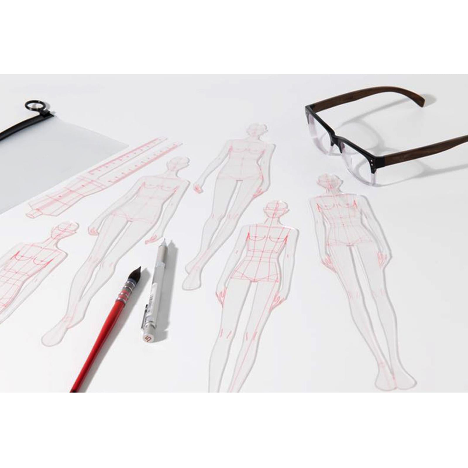 Fashion Drawing Ruler Set Figure Drawing Template for Fashion Design Sketch A