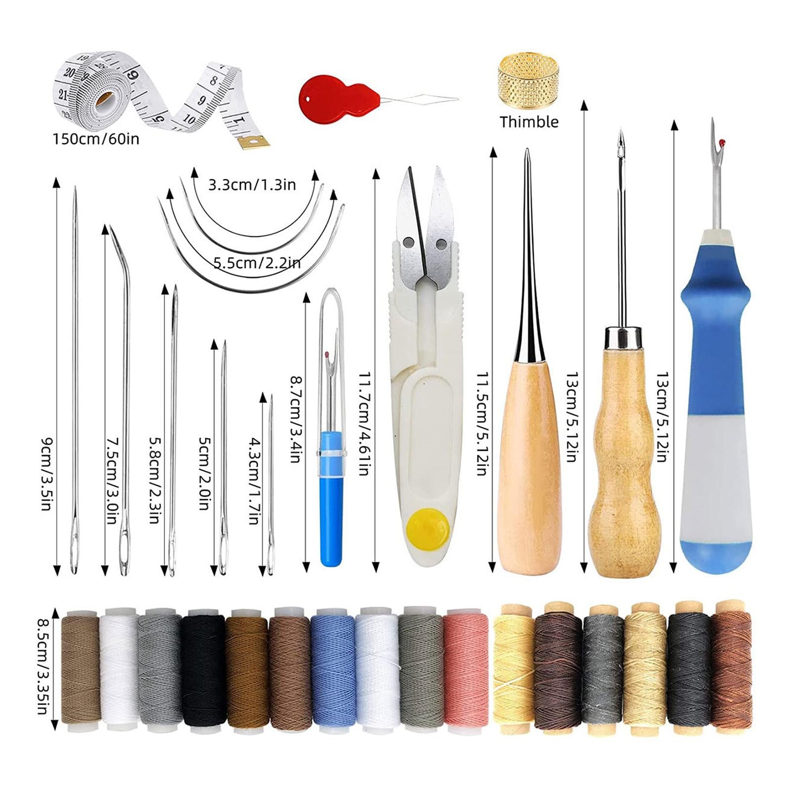 34Pcs Leather Tools Kit, Leather Craft Tools Set Including Waxed Thread Awl
