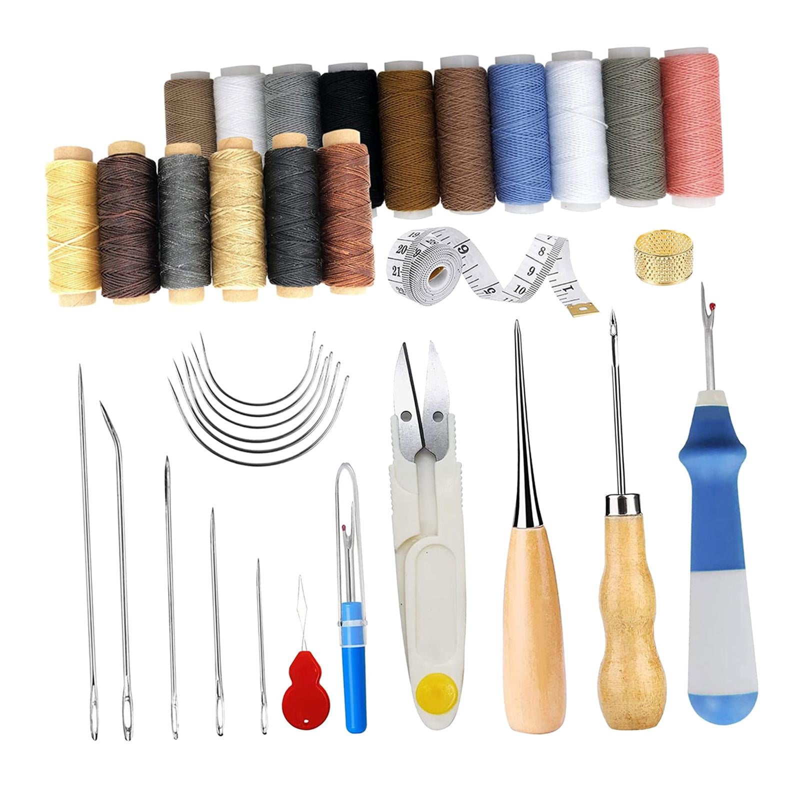 34Pcs Leather Tools Kit, Leather Craft Tools Set Including Waxed Thread Awl