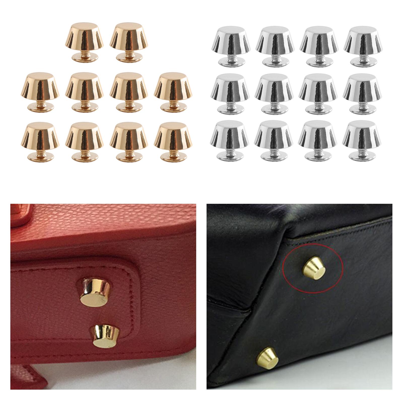 10/12 Rivets Studs Screw Back Feet Metal Studs Rivet Gold 10Pcs