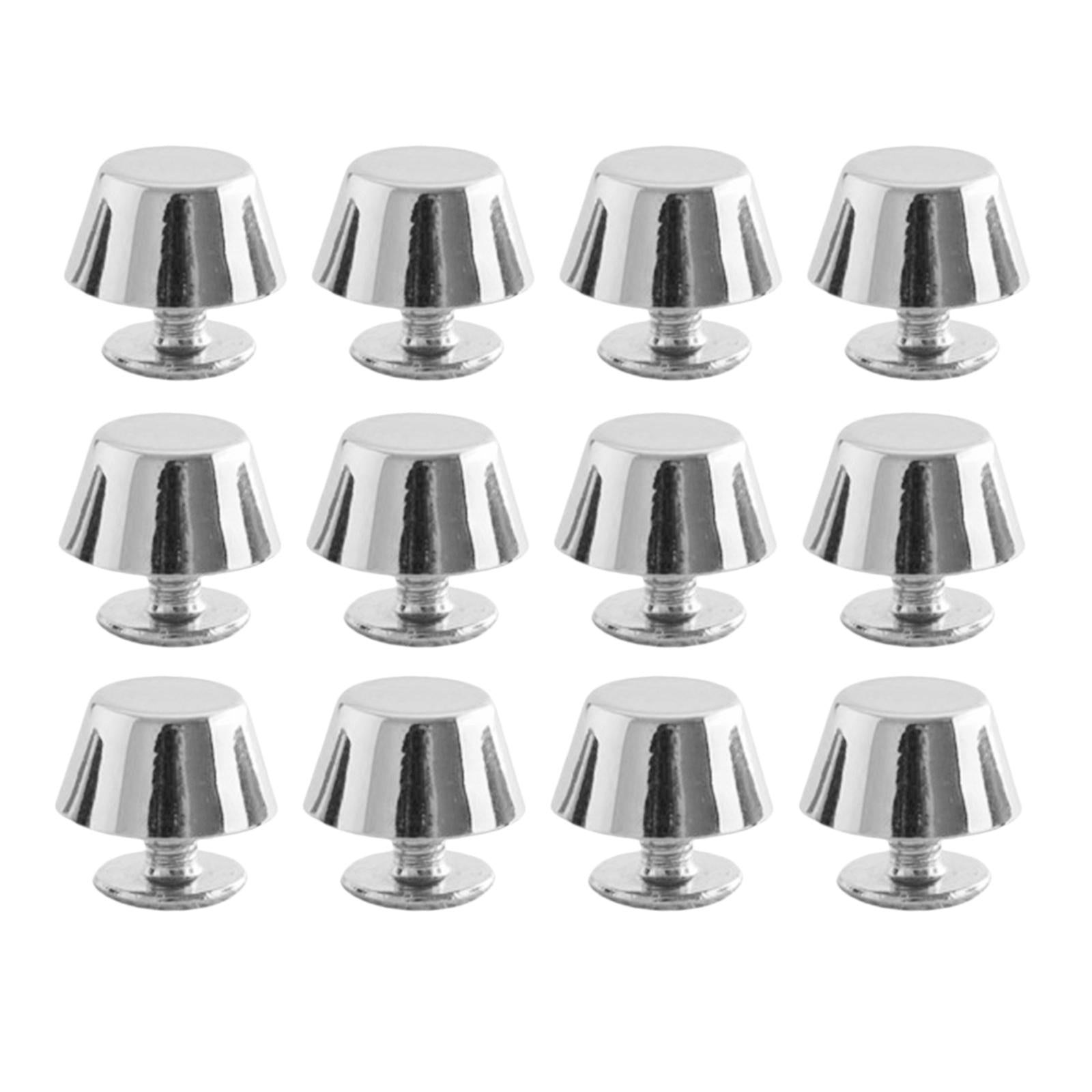 10/12 Rivets Studs Screw Back Feet Metal Studs Rivet Silver 12Pcs