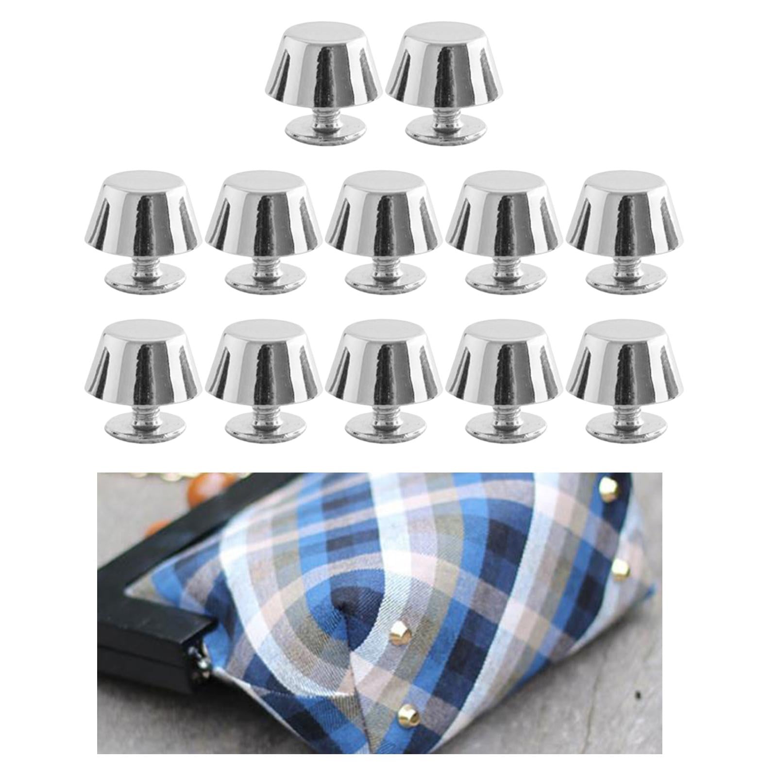10/12 Rivets Studs Screw Back Feet Metal Studs Rivet Silver 12Pcs