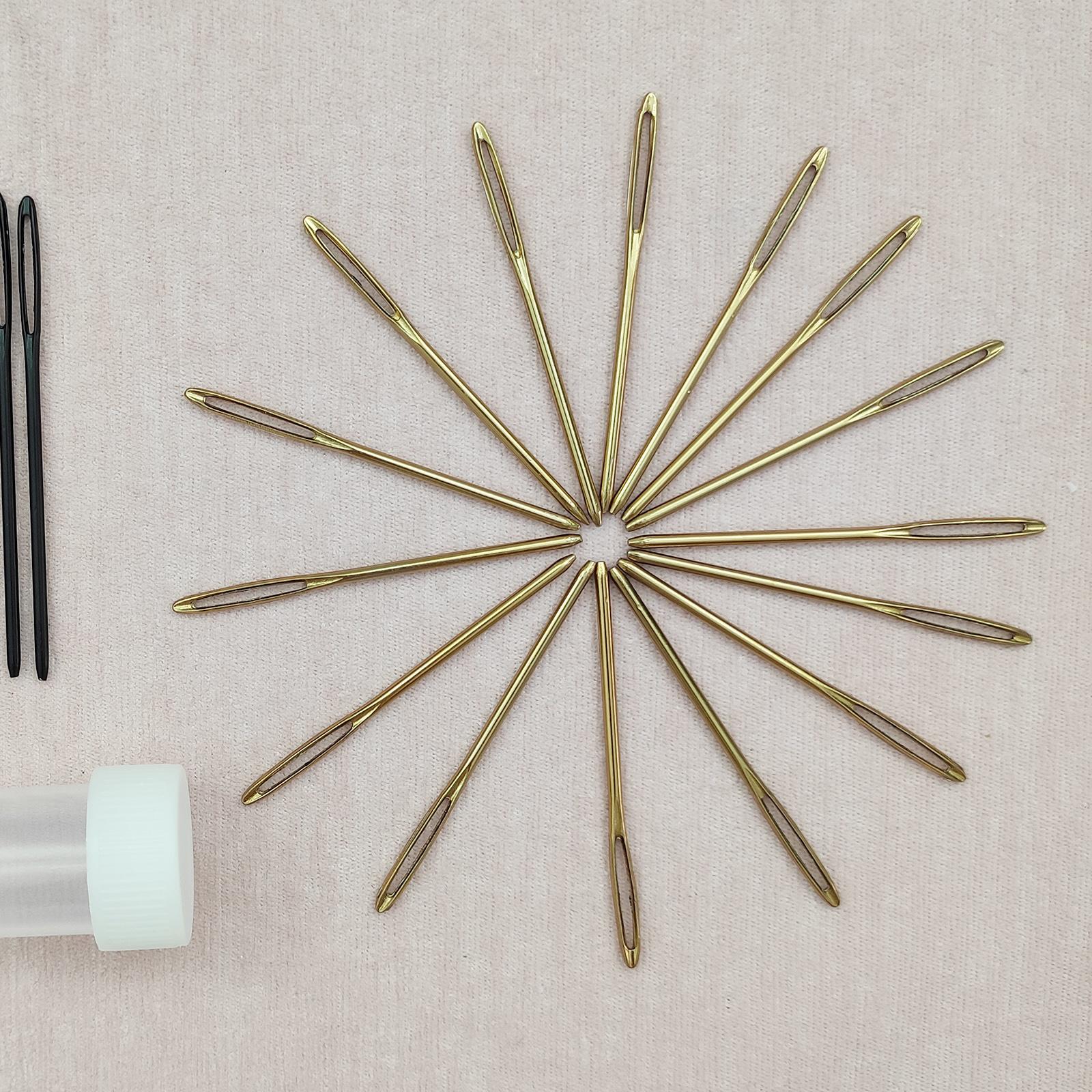 30Pcs Stitching Needles Large Eye for Knitting Crochet Projects Golden