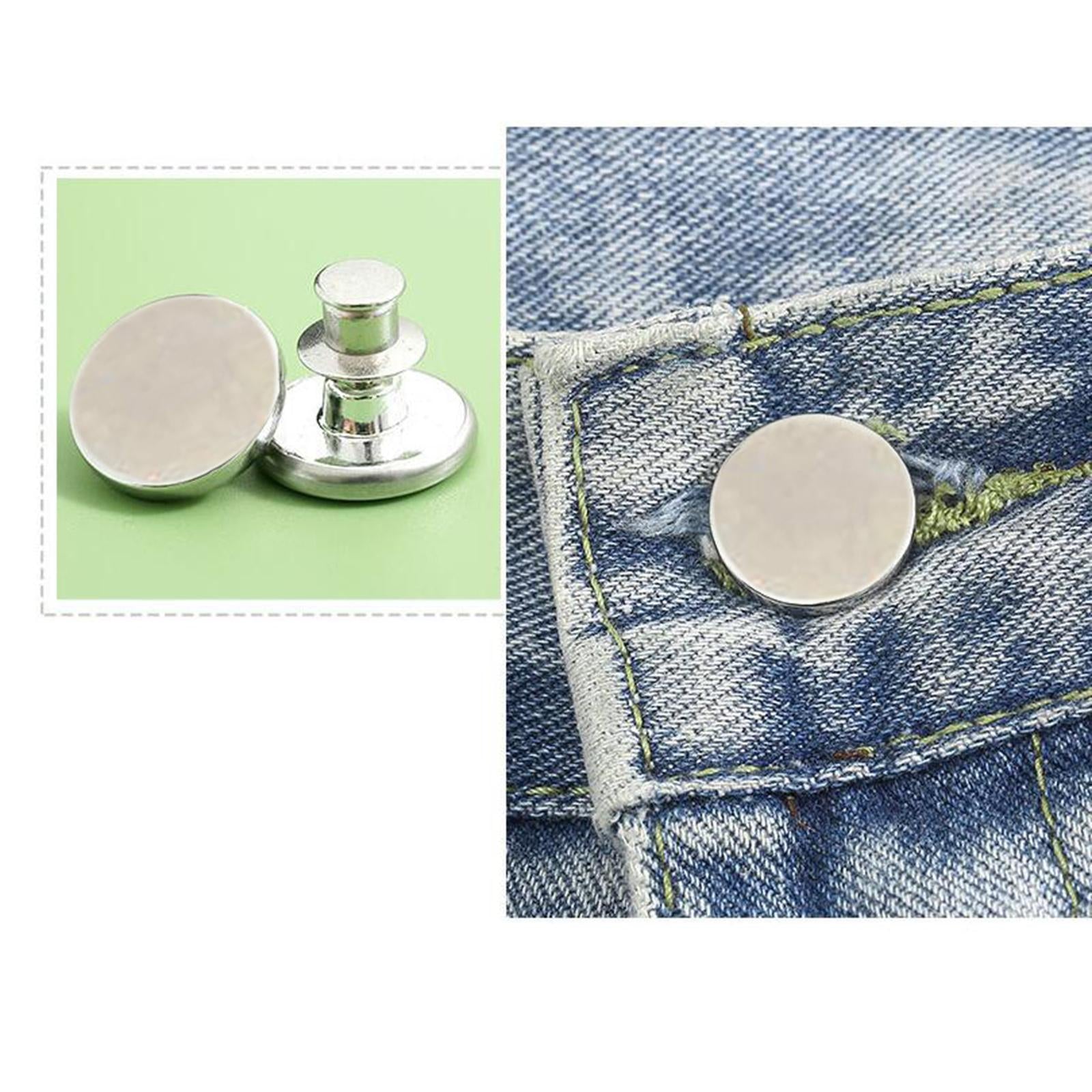 Jean Waist Buckle Button Durable Replacement for Pants Shorts Kids Silver
