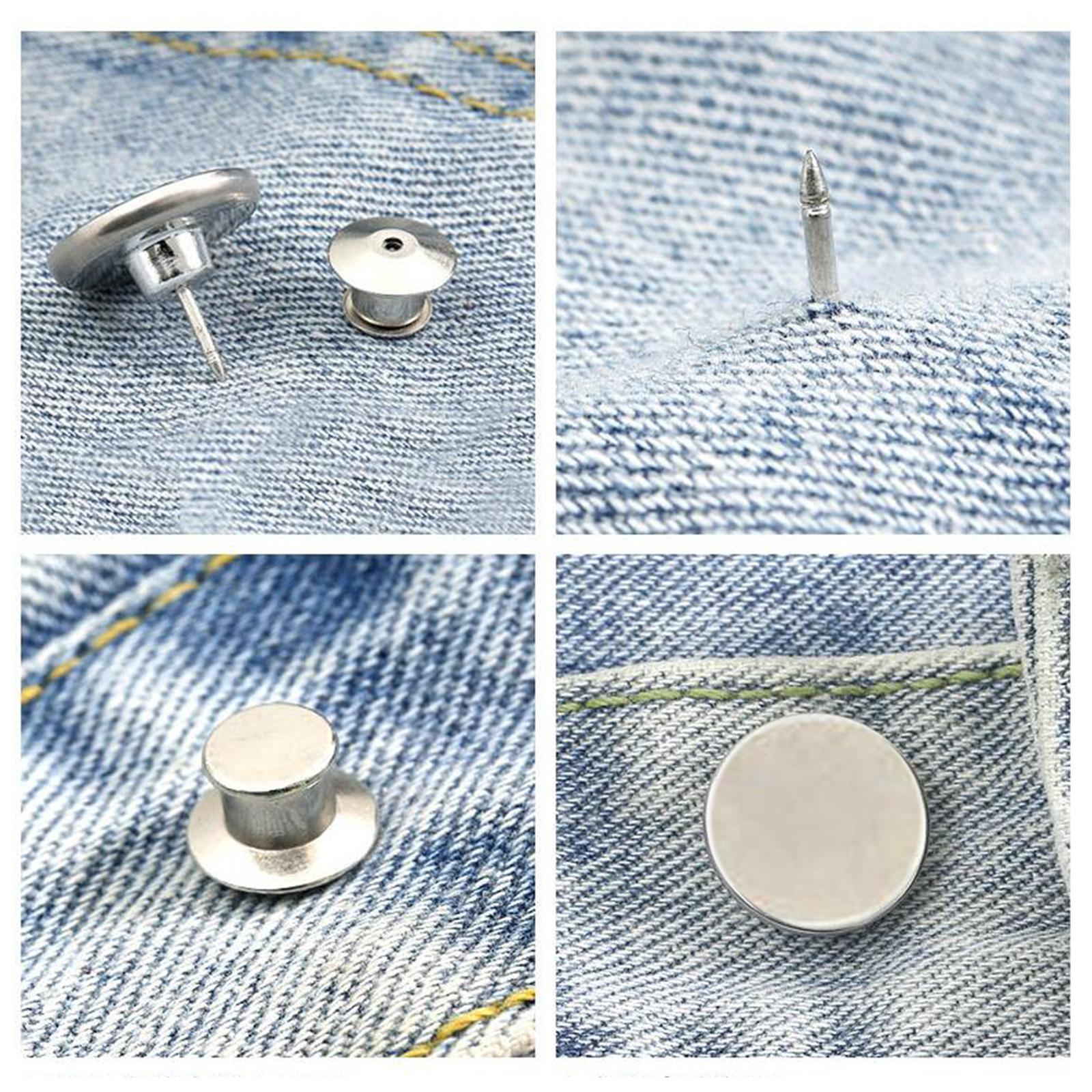 Jean Waist Buckle Button Durable Replacement for Pants Shorts Kids Silver