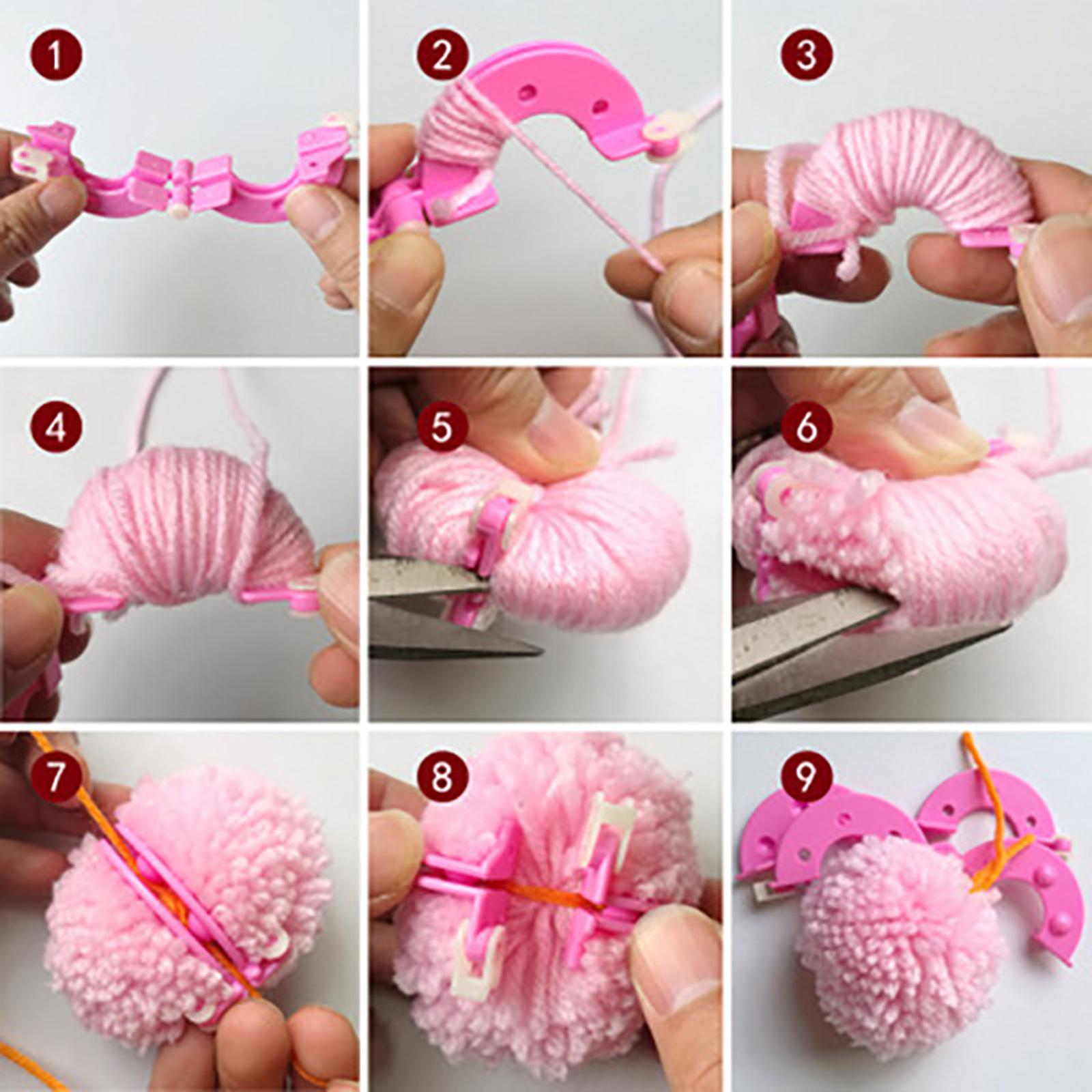 4 Sizes Pompom Maker Fluff Ball Waver DIY Knitting Fuzz Ball Making Supplies Pompom Maker 6 Yarns