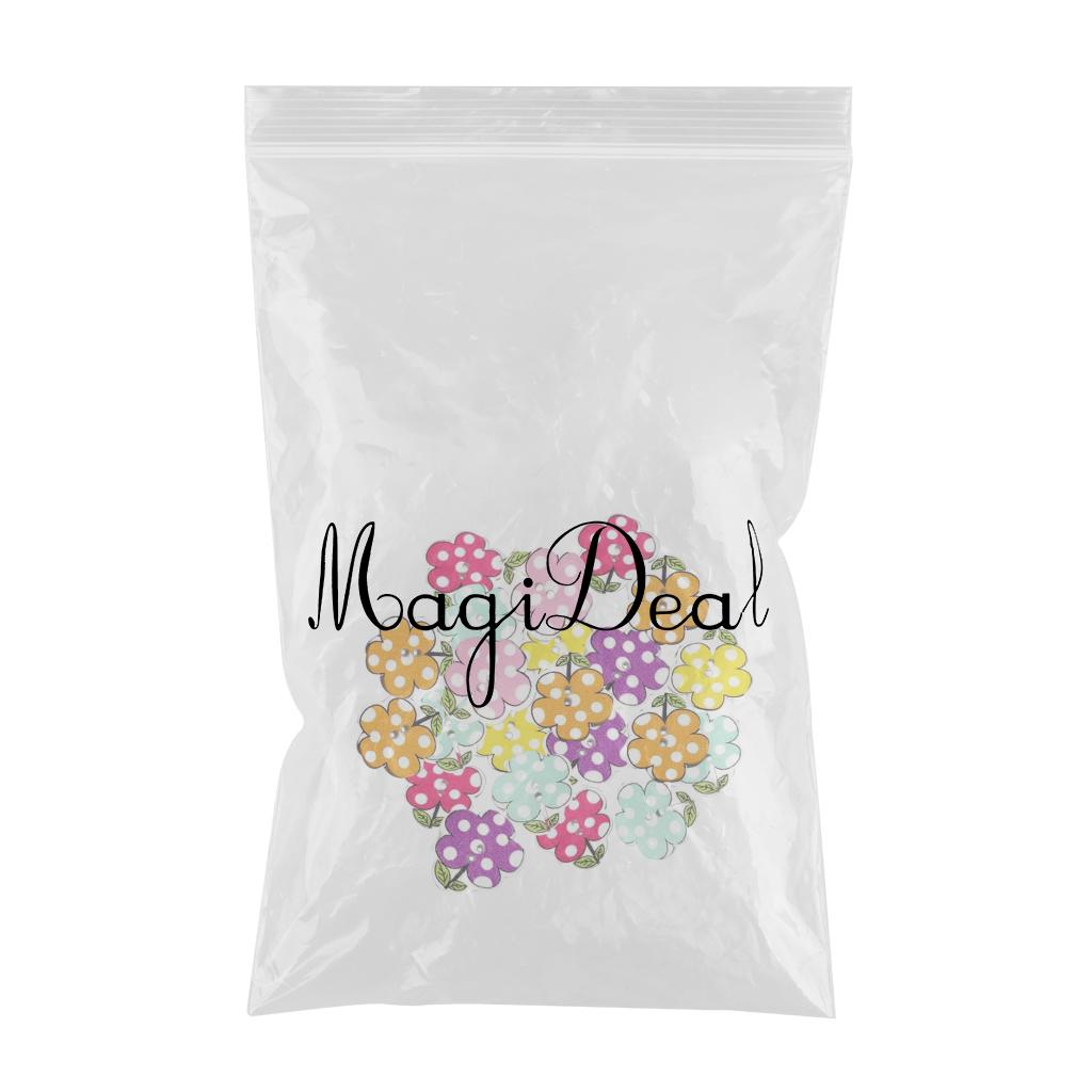 Pack of 50 Flower Painting Wooden Buttons 20mm for Sewing Scrapbook Crafting
