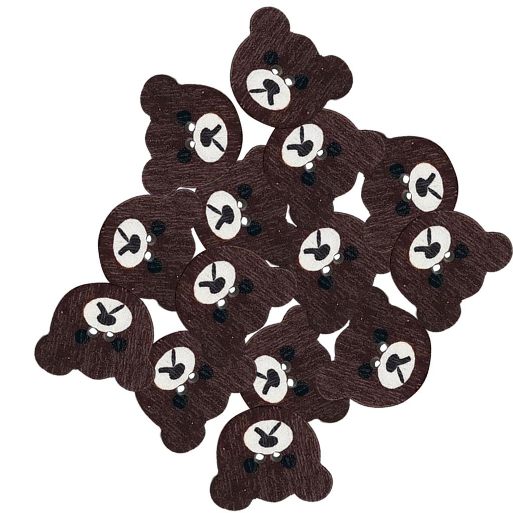 50Pcs Bear Buttons DIY Clothing Decorative Button Crafts 2 Holes Wood Button