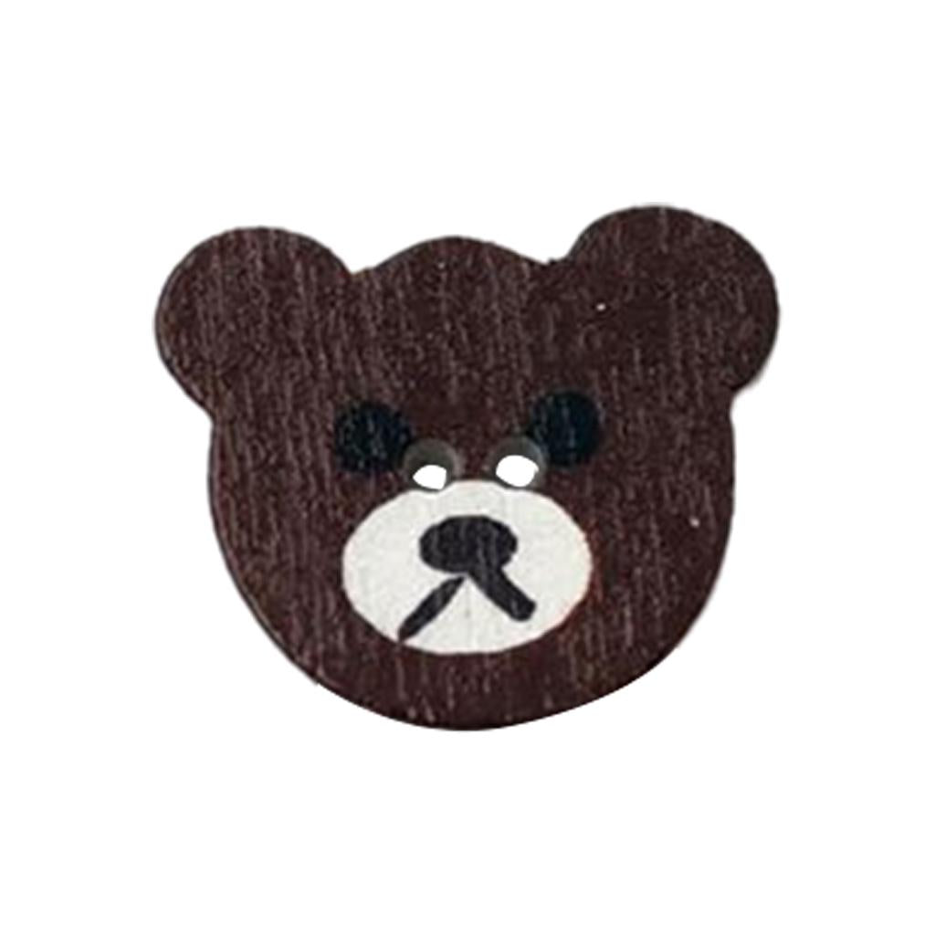 50Pcs Bear Buttons DIY Clothing Decorative Button Crafts 2 Holes Wood Button