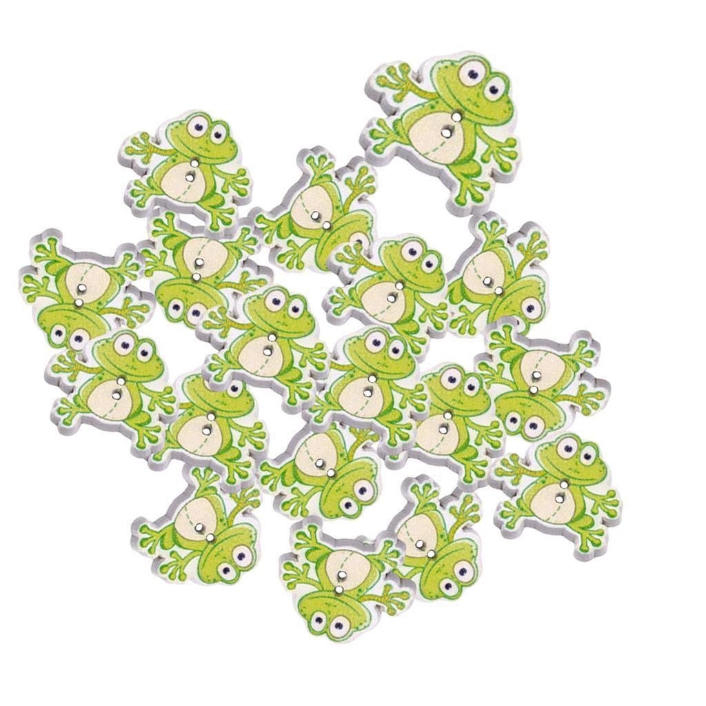 50Pcs Frog Buttons DIY Clothing Decorative Button Crafts 2 Holes Wood Button