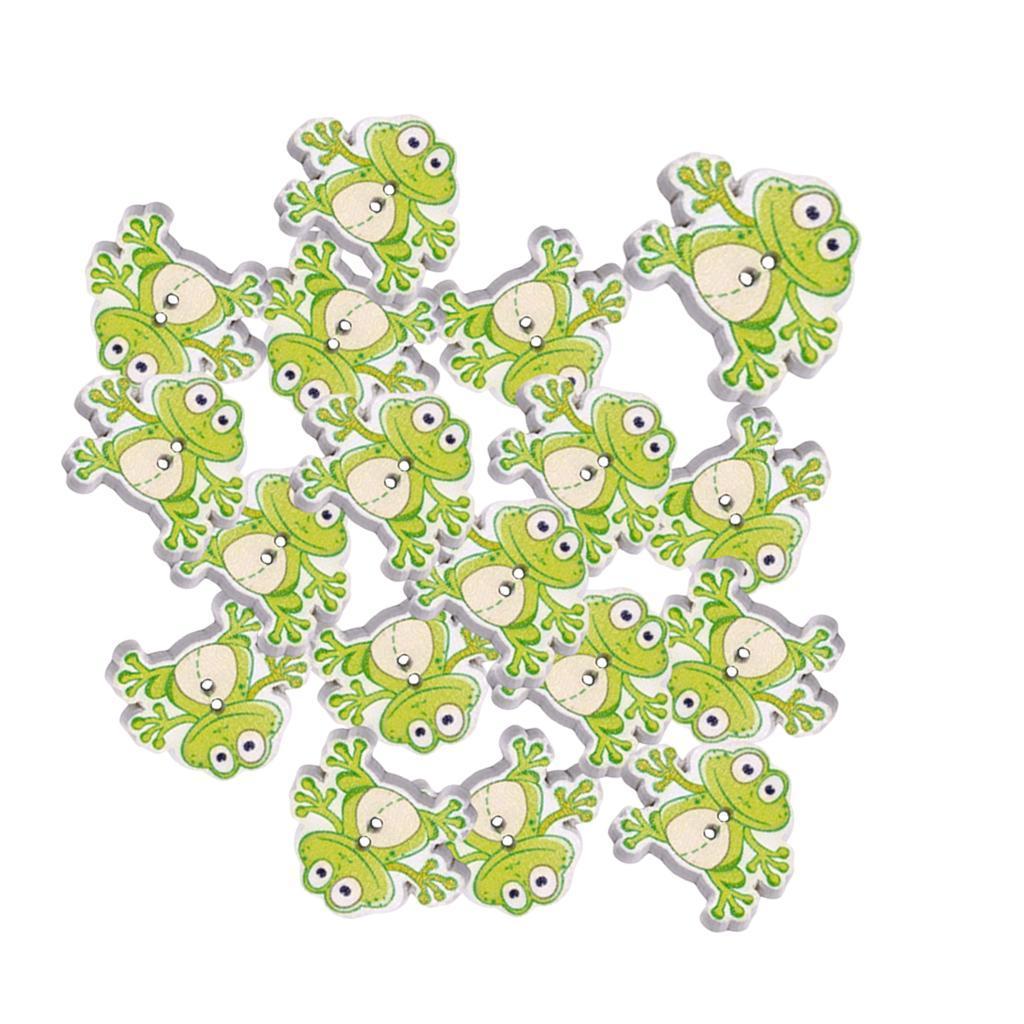 50Pcs Frog Buttons DIY Clothing Decorative Button Crafts 2 Holes Wood Button