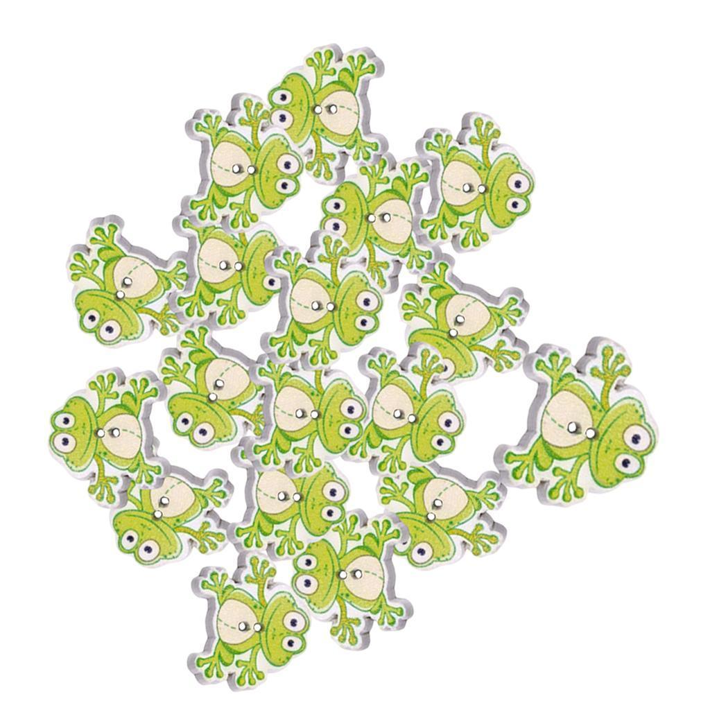 50Pcs Frog Buttons DIY Clothing Decorative Button Crafts 2 Holes Wood Button