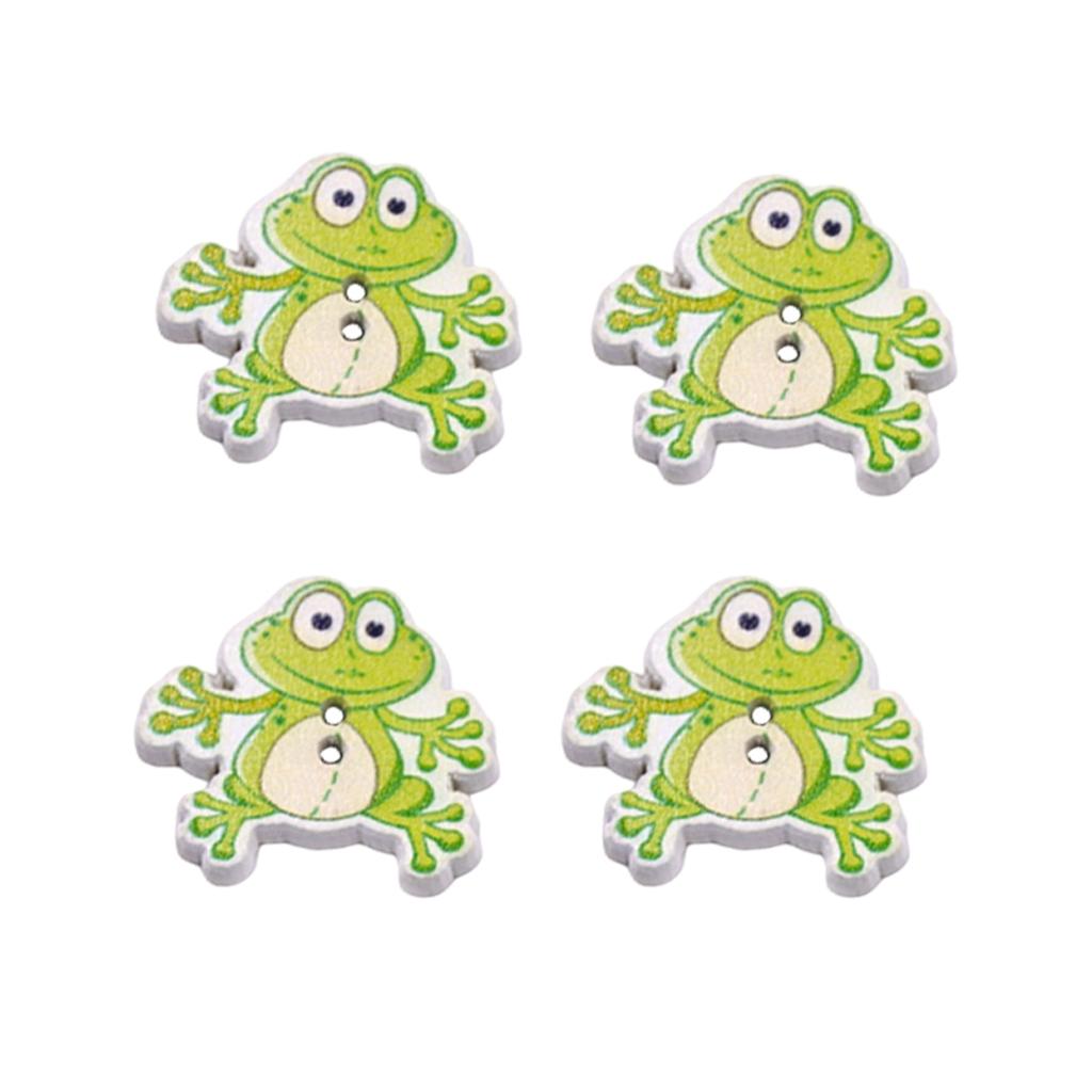 50Pcs Frog Buttons DIY Clothing Decorative Button Crafts 2 Holes Wood Button