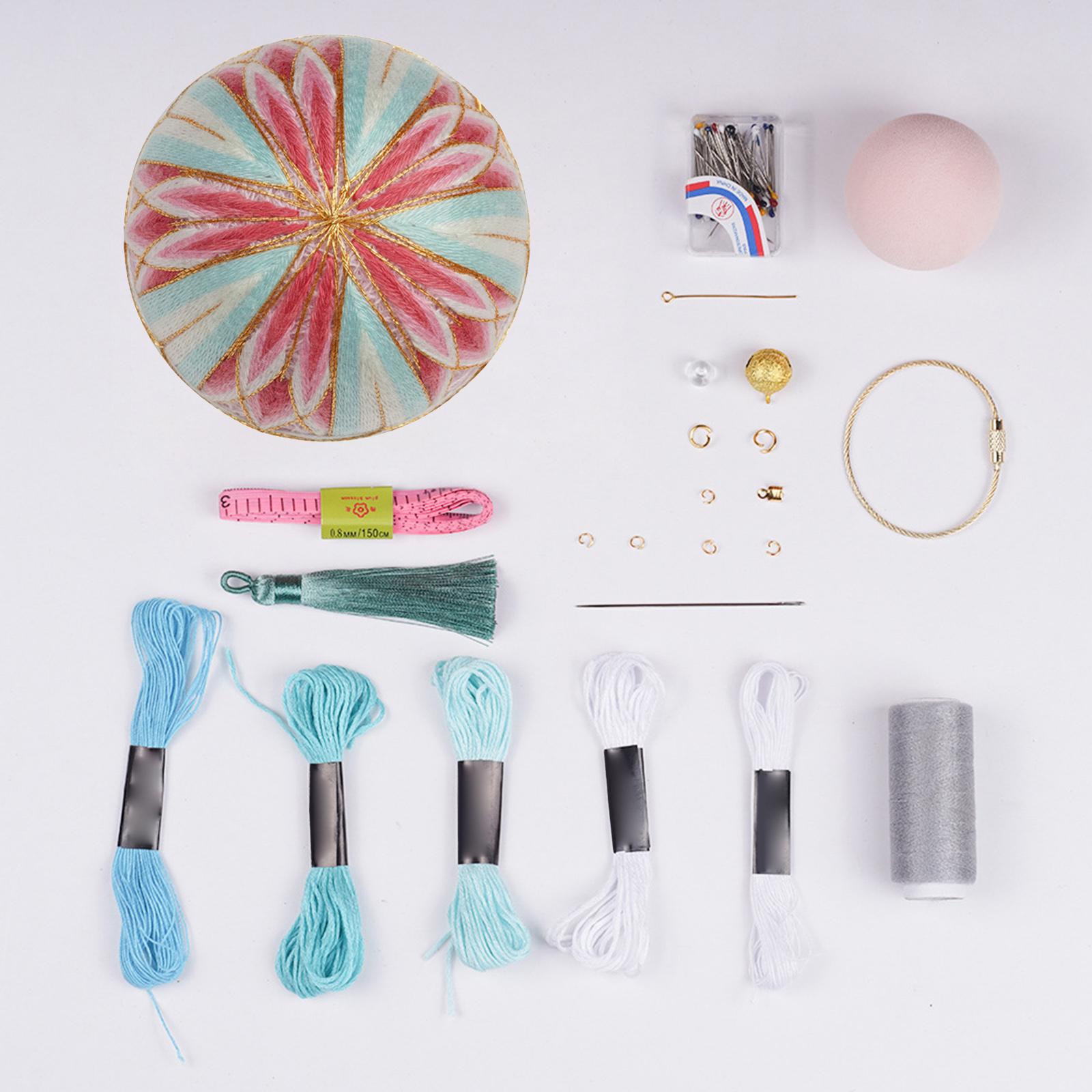 Thread Ball Shoulder Bag Hanging Temari Ball Embroidery for Kids Pink Blue