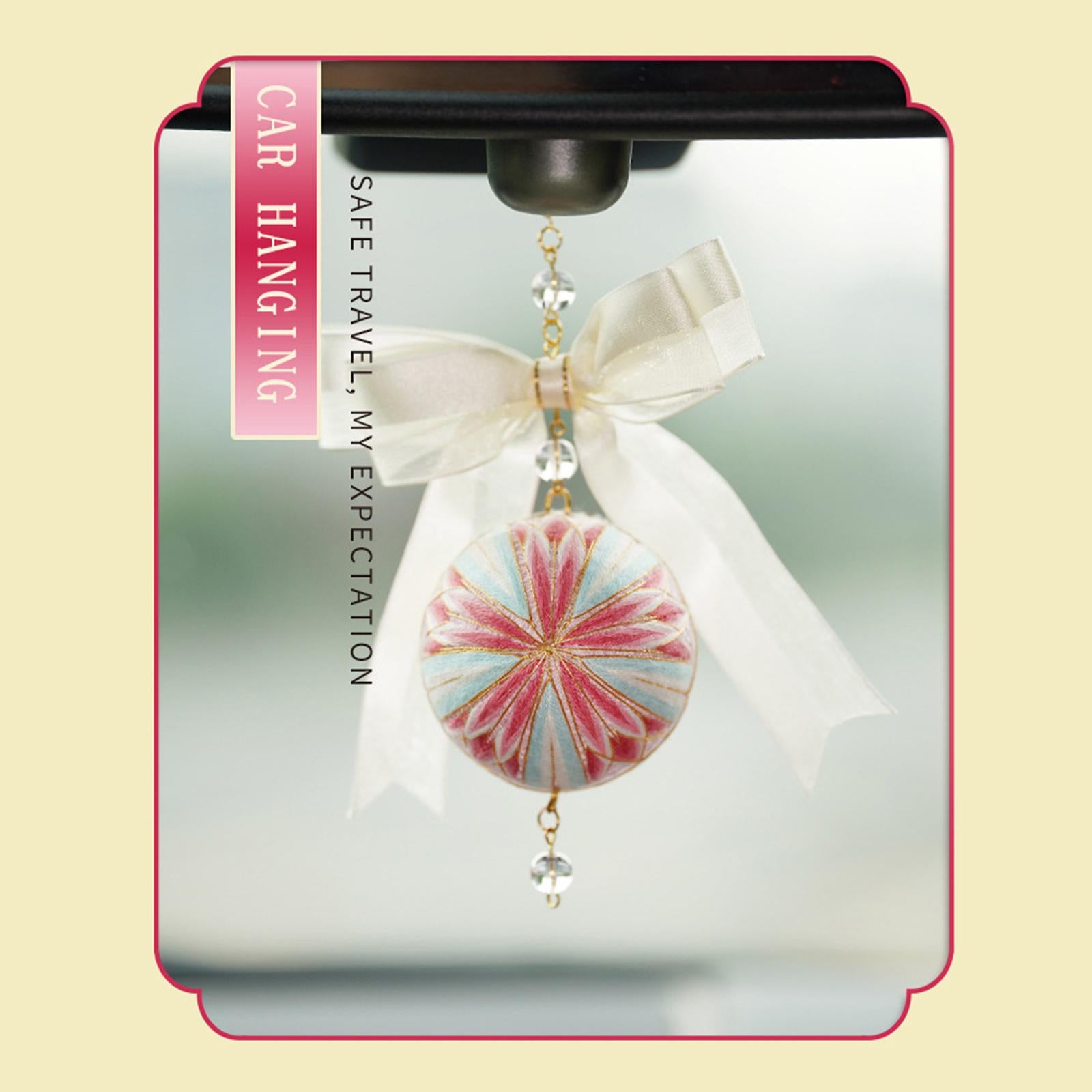 Thread Ball Shoulder Bag Hanging Temari Ball Embroidery for Kids Pink Blue