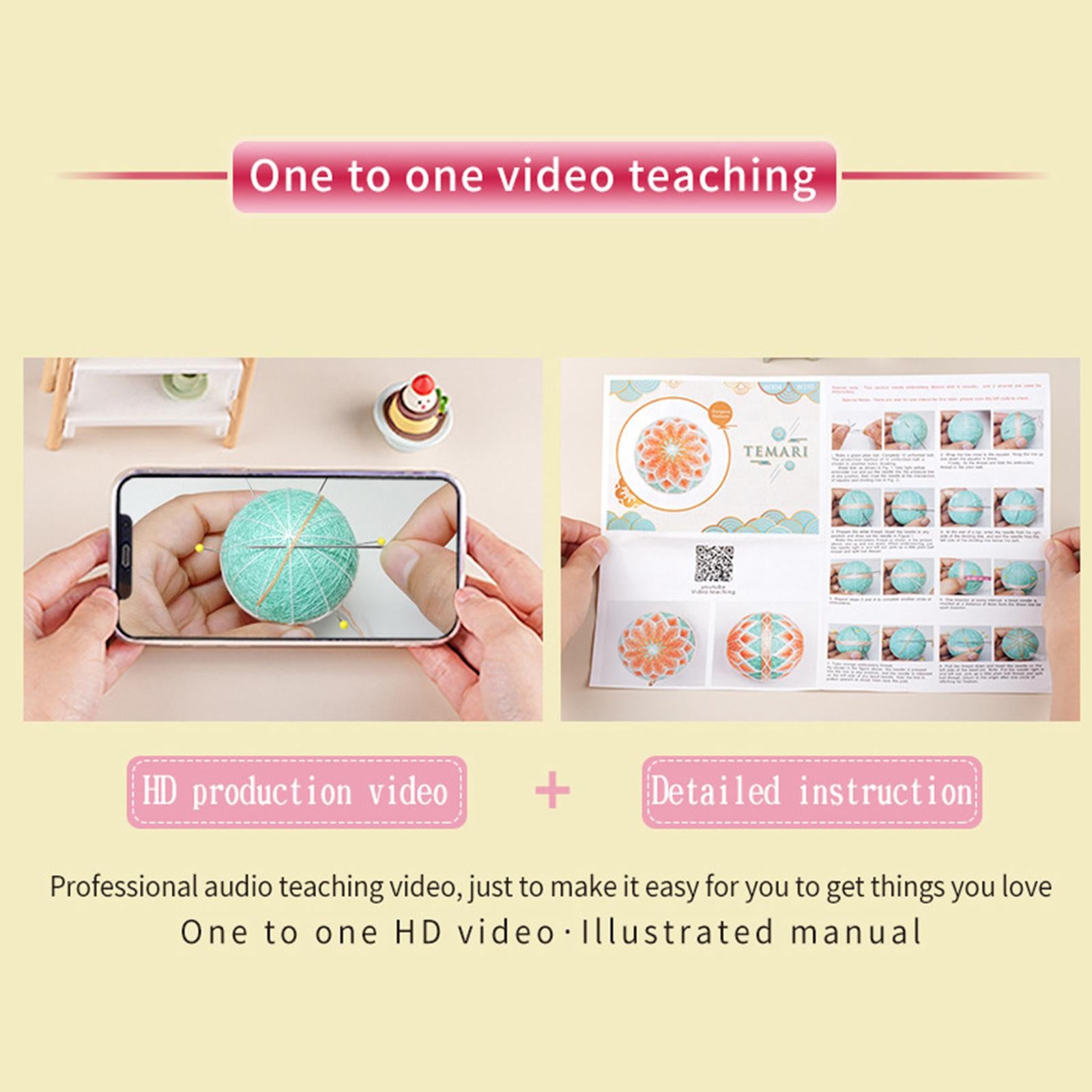 Thread Ball Shoulder Bag Hanging Temari Ball Embroidery for Kids Orange Blue