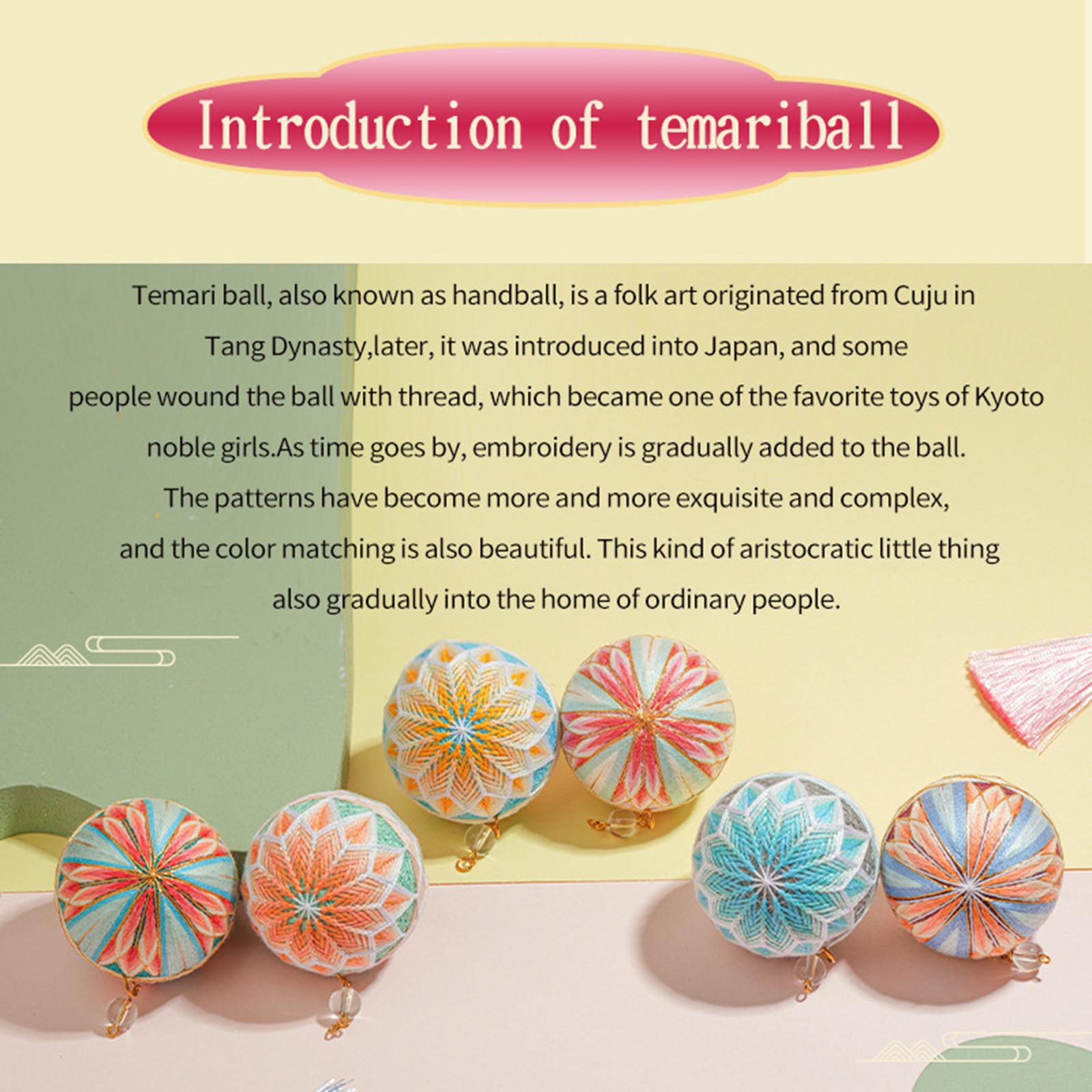 Thread Ball Shoulder Bag Hanging Temari Ball Embroidery for Kids Orange Blue