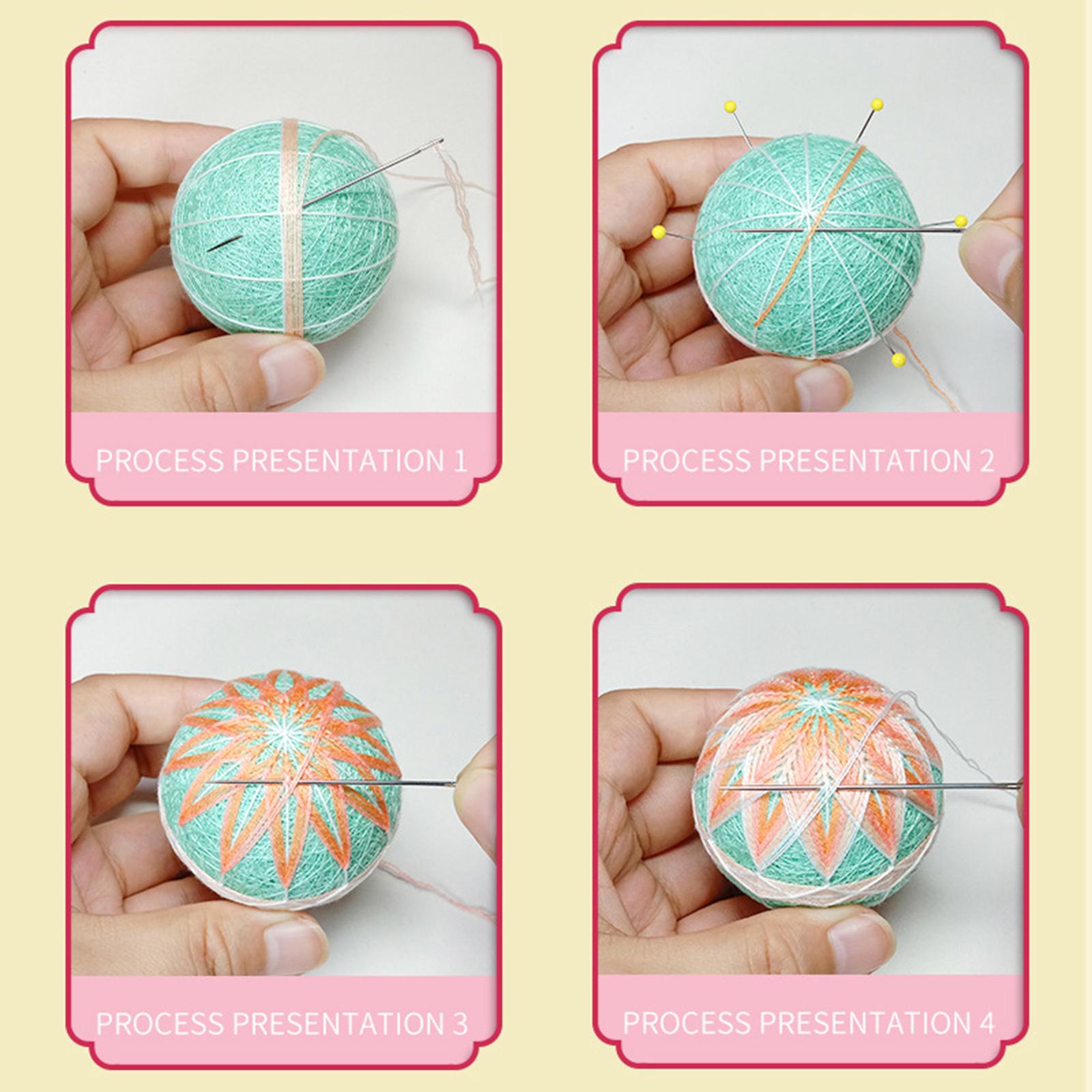 Thread Ball Shoulder Bag Hanging Temari Ball Embroidery for Kids Orange Blue