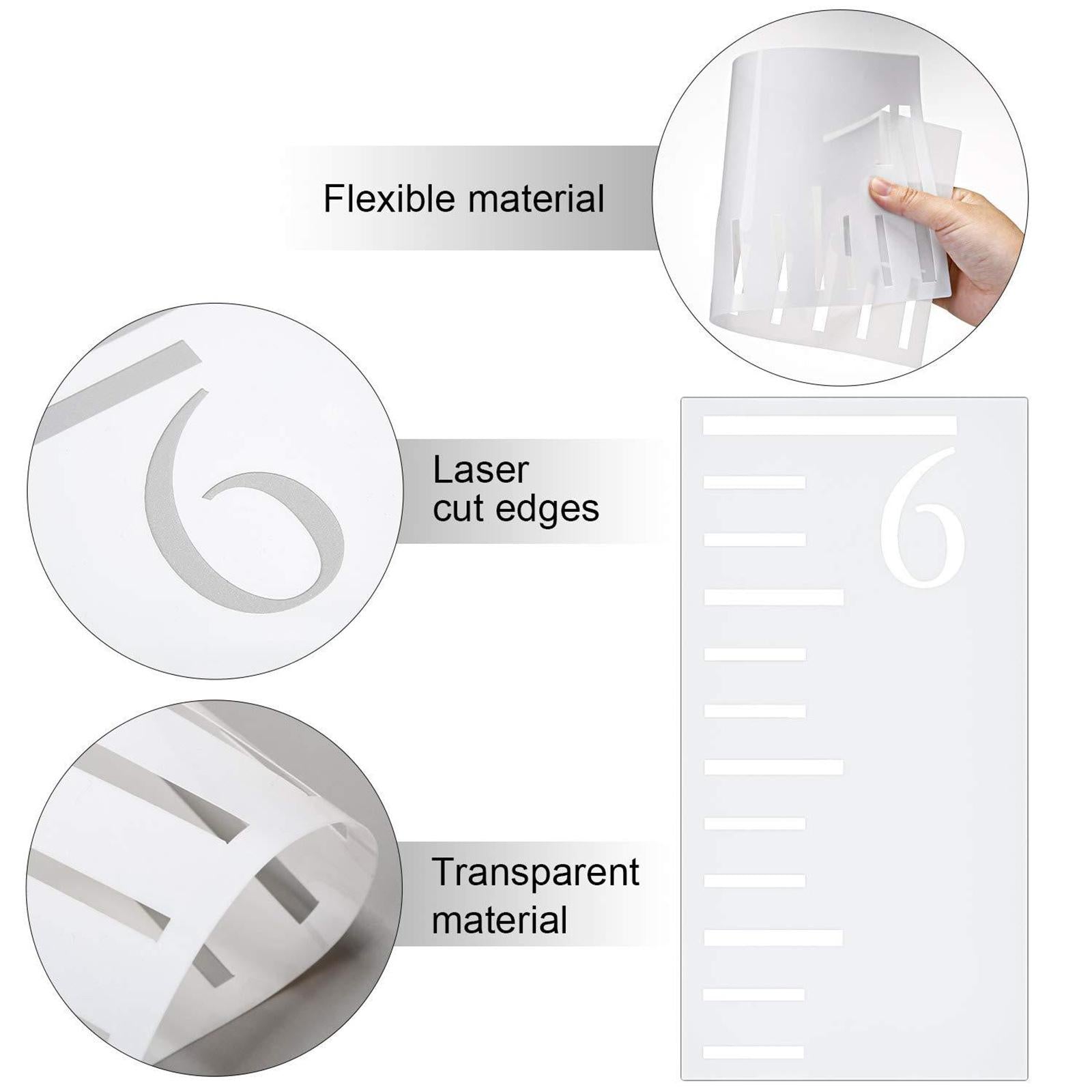 Kids Growth Chart Stencil - Durable & Reusable Stencils Baby Ruler Template Clear