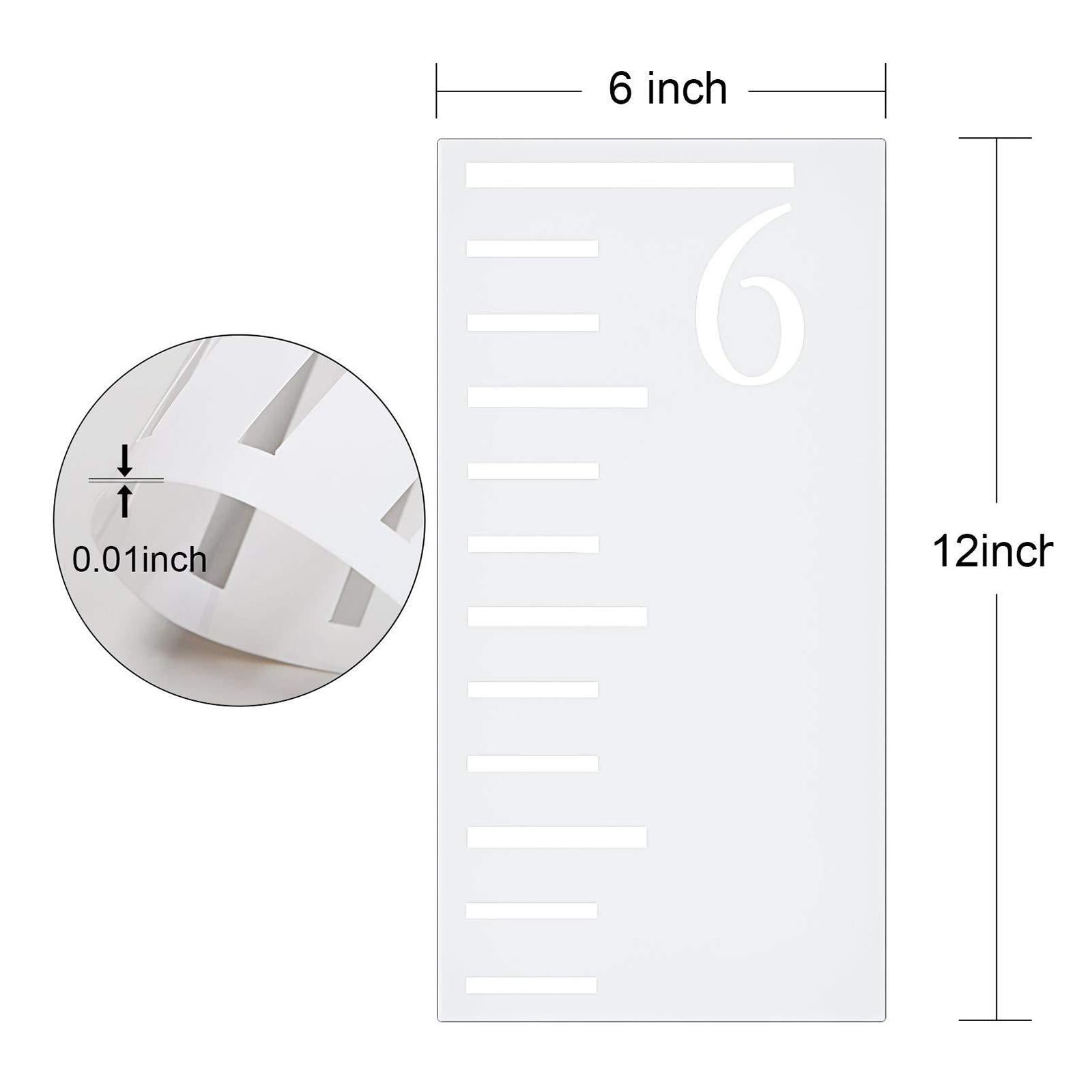 Kids Growth Chart Stencil - Durable & Reusable Stencils Baby Ruler Template White
