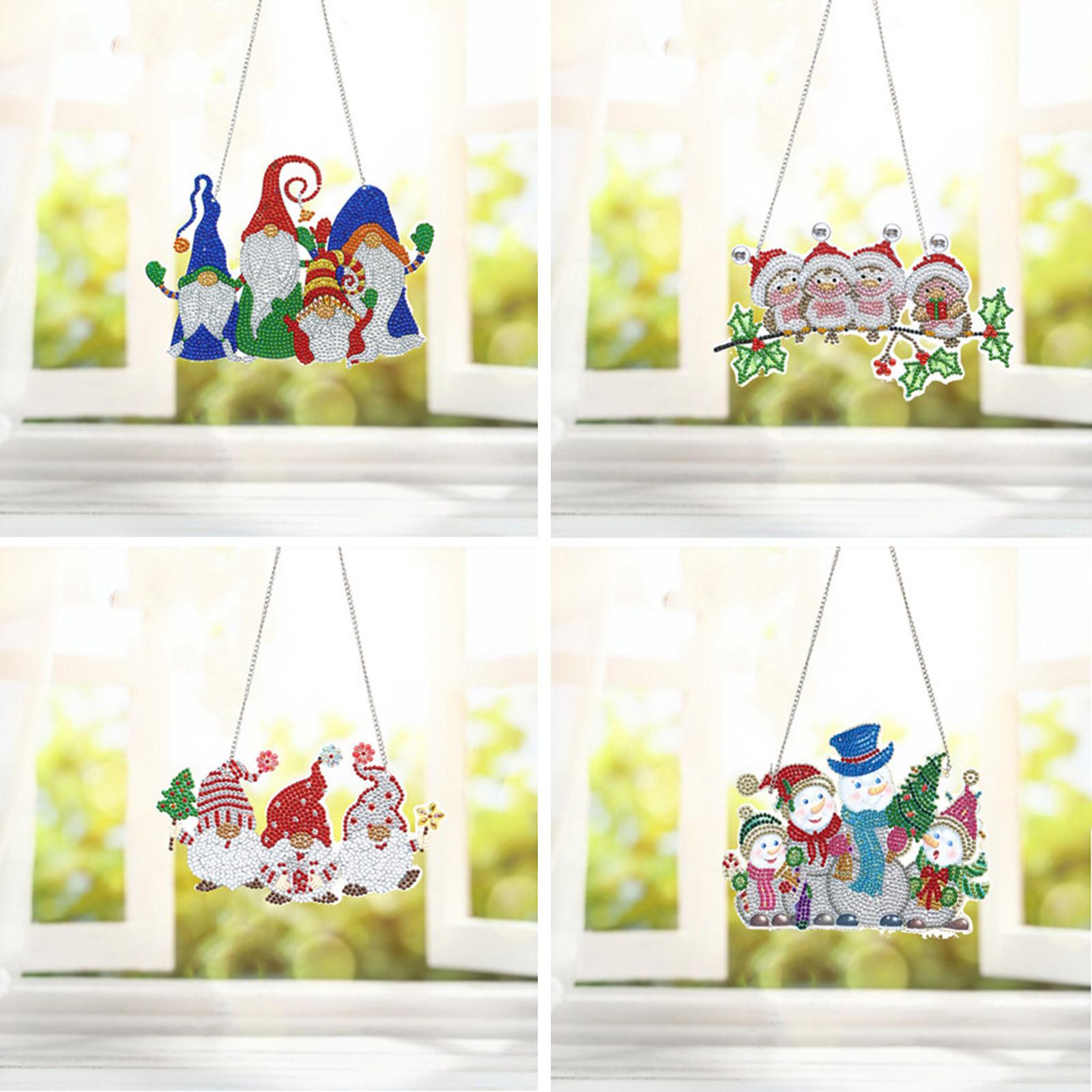 Xmas Diamond Painting Pendant DIY Hanging Decoration for Door Window AA842