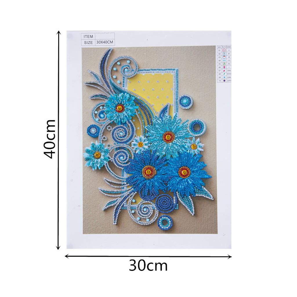 1x 5D DIY Full Drill Diamond Painting Flowers Hearts Cross Stitch Wall Decor Royal Blue