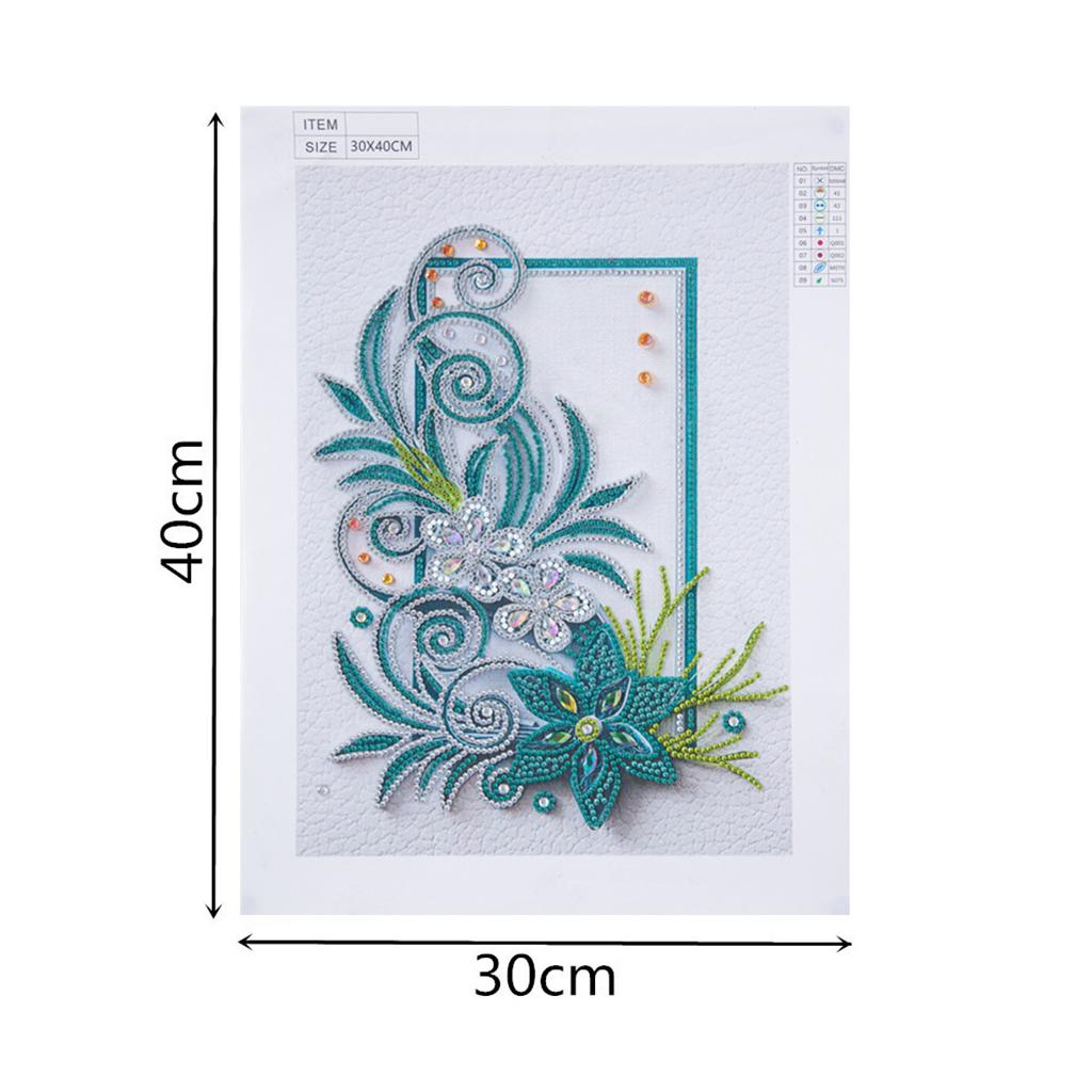 1x 5D DIY Full Drill Diamond Painting Flowers Hearts Cross Stitch Wall Decor Light Blue
