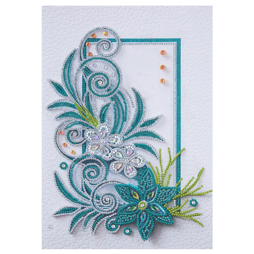 1x 5D DIY Full Drill Diamond Painting Flowers Hearts Cross Stitch Wall Decor Light Blue