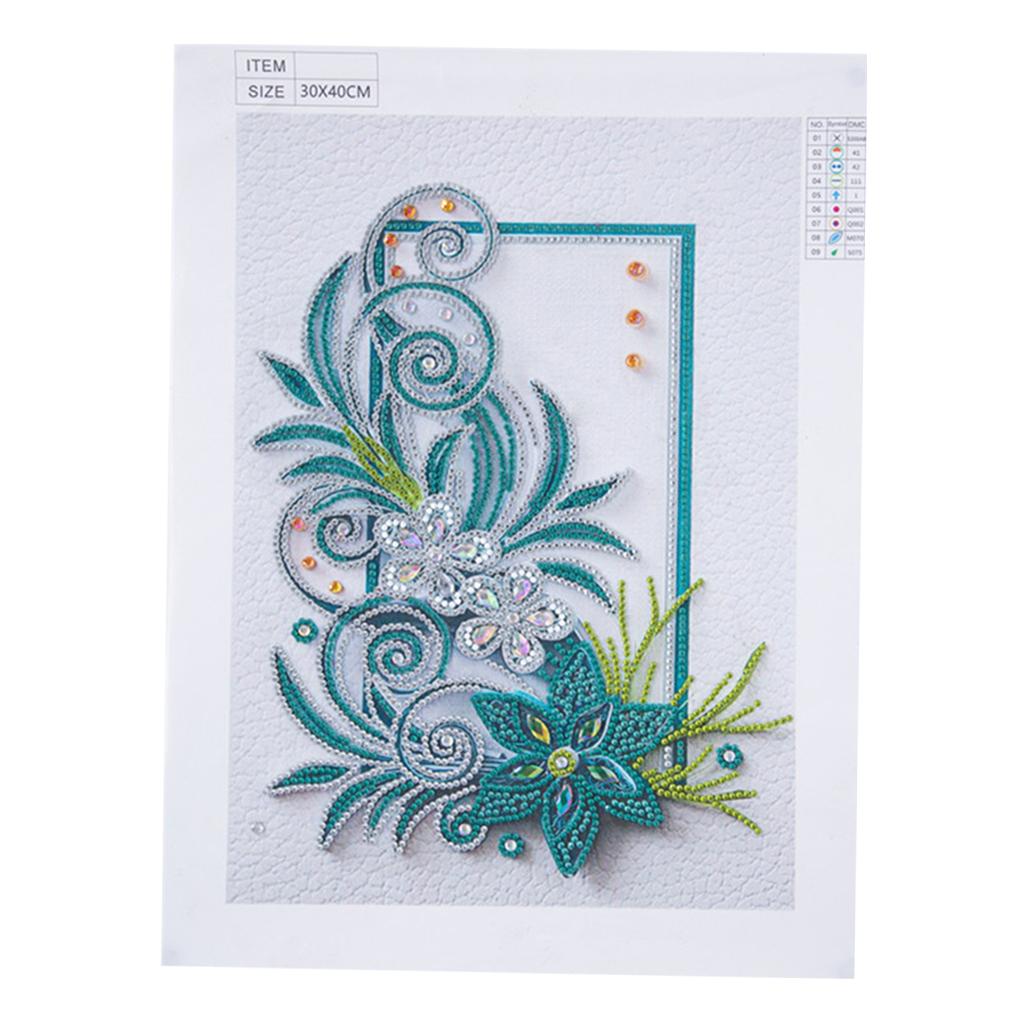 1x 5D DIY Full Drill Diamond Painting Flowers Hearts Cross Stitch Wall Decor Light Blue