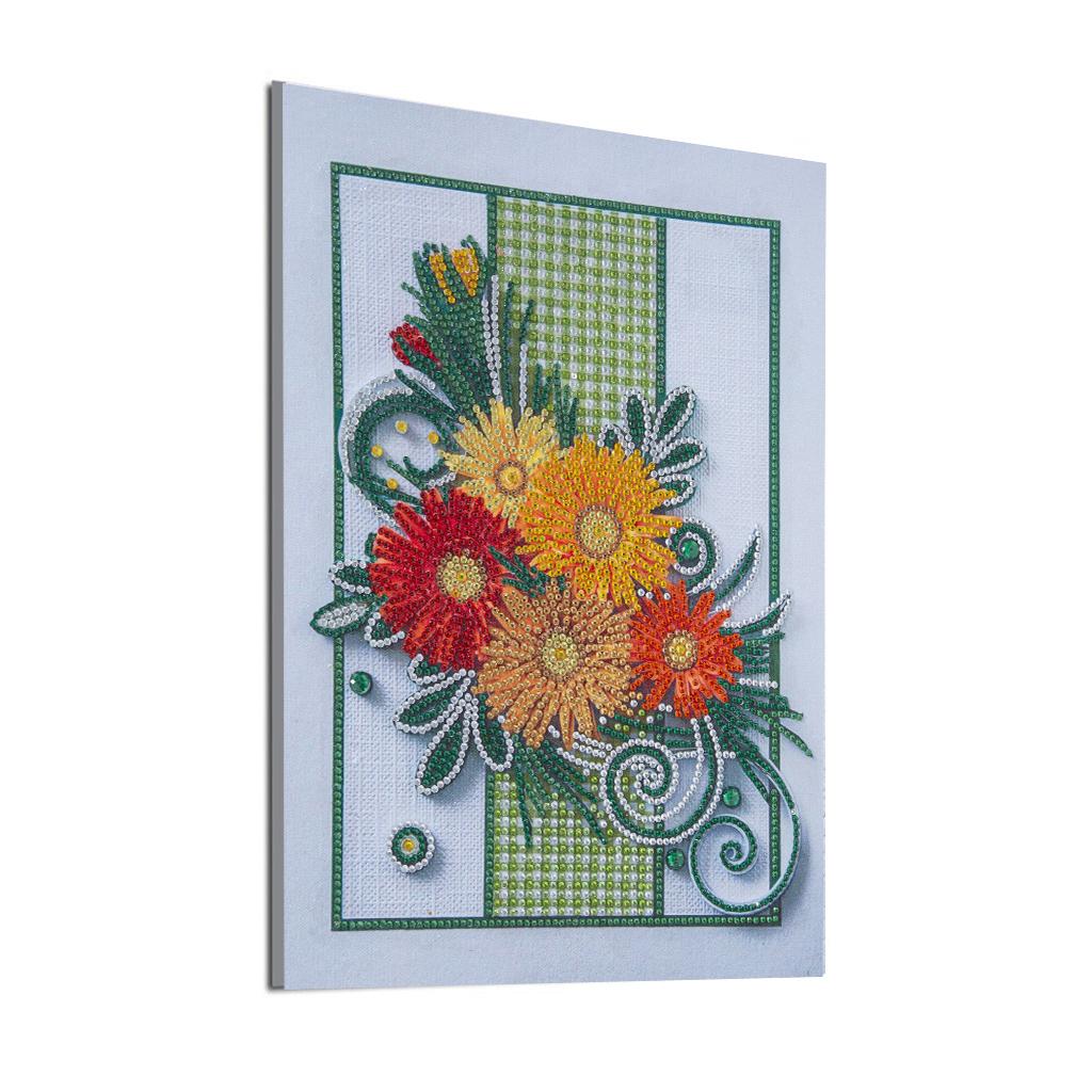 1x 5D DIY Full Drill Diamond Painting Flowers Hearts Cross Stitch Wall Decor Yellow Flower