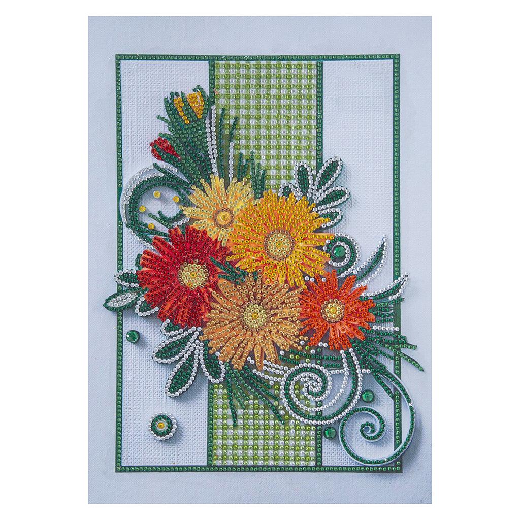 1x 5D DIY Full Drill Diamond Painting Flowers Hearts Cross Stitch Wall Decor Yellow Flower