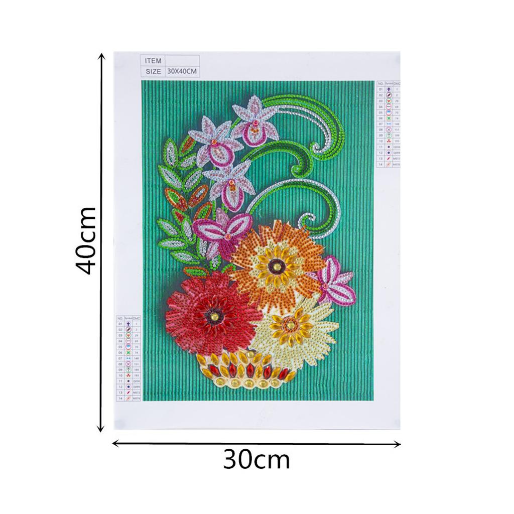 1x 5D DIY Full Drill Diamond Painting Flowers Hearts Cross Stitch Wall Decor Colorful Flower
