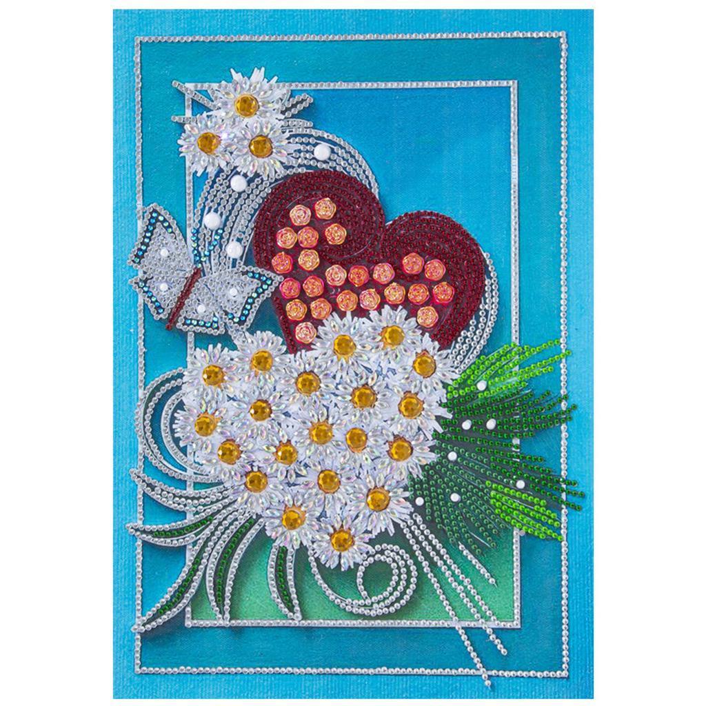 1x 5D DIY Full Drill Diamond Painting Flowers Hearts Cross Stitch Wall Decor Heart Flower