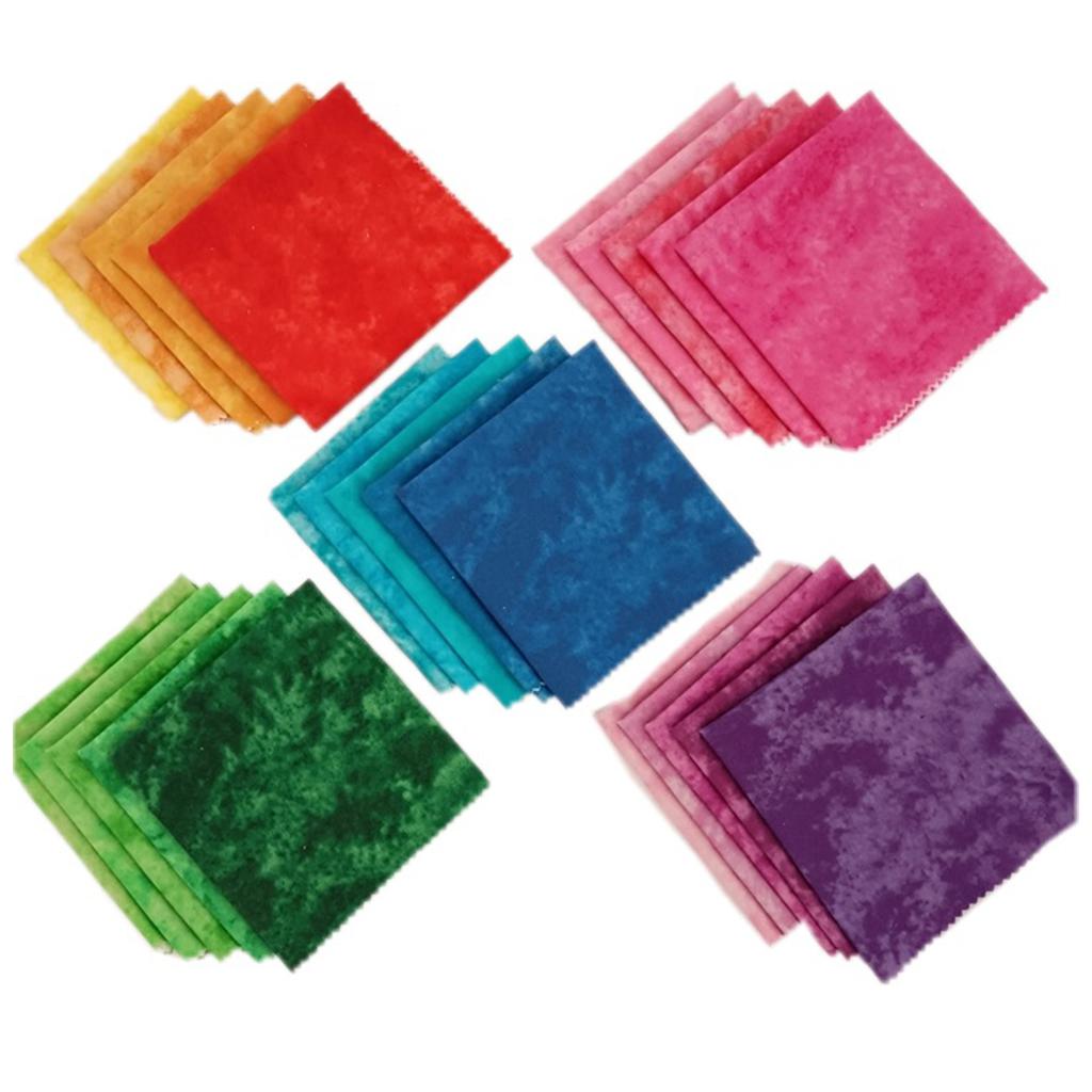 5 x Tie Dye Fabric 50 x 45cm Printed for Dressmaking Patchwork Green