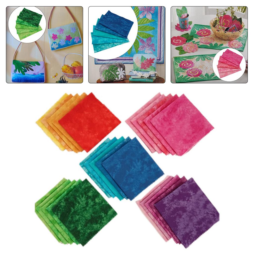 5 x Tie Dye Fabric 50 x 45cm Printed for Dressmaking Patchwork Green