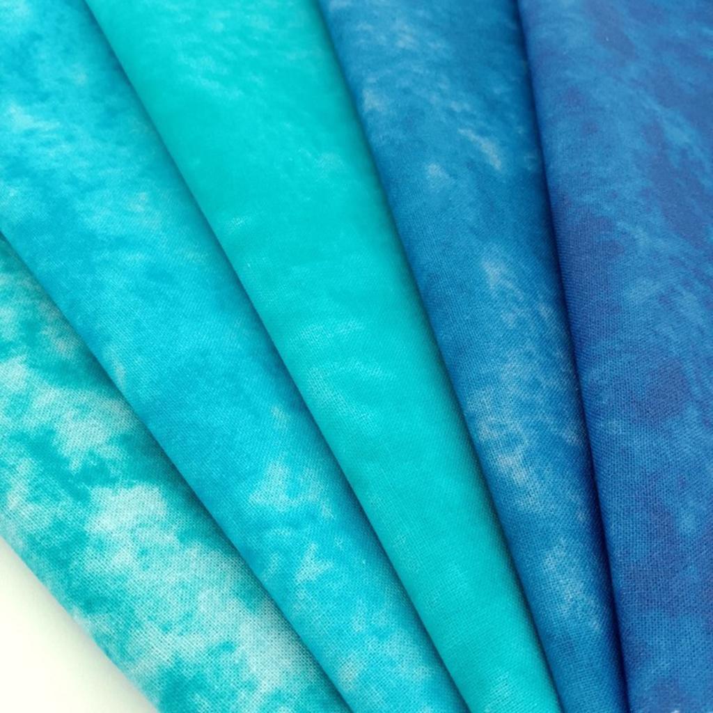 5 x Tie Dye Fabric 50 x 45cm Printed for Dressmaking Patchwork Blue