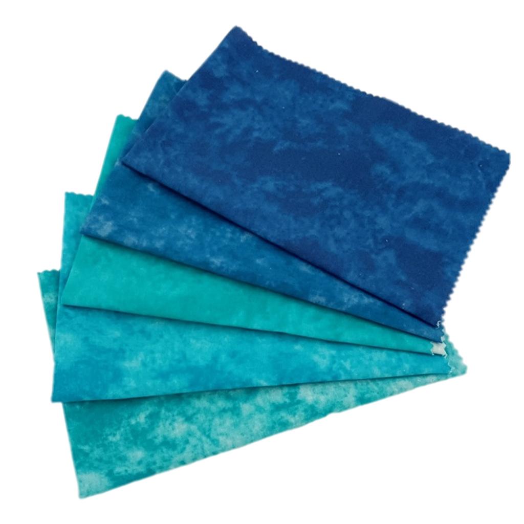 5 x Tie Dye Fabric 50 x 45cm Printed for Dressmaking Patchwork Blue