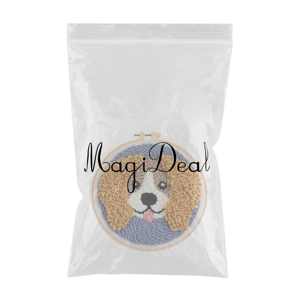 Punch Needle Kit DIY Needlework Animal Dog Embroidery for Adult Kid Starter A