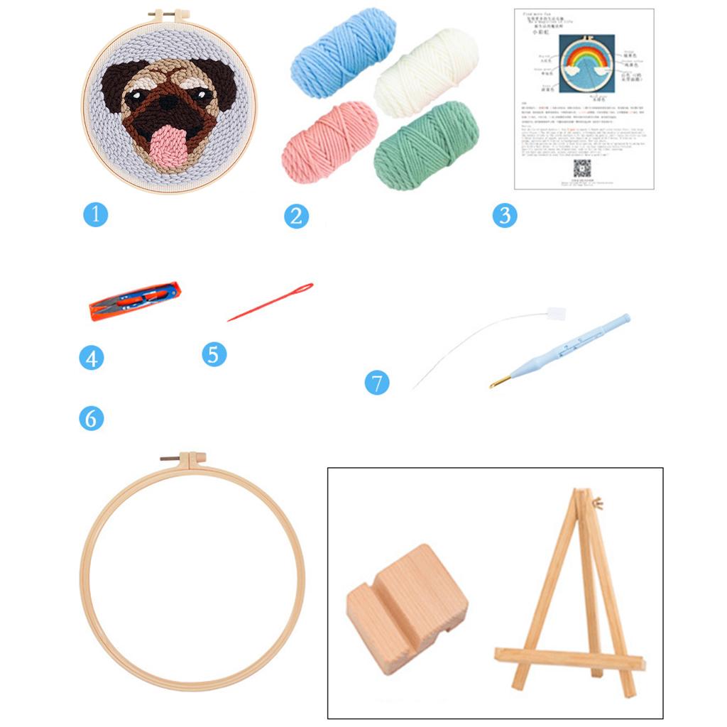 Punch Needle Kit DIY Needlework Animal Dog Embroidery for Adult Kid Starter B