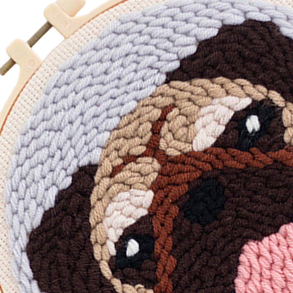 Punch Needle Kit DIY Needlework Animal Dog Embroidery for Adult Kid Starter B