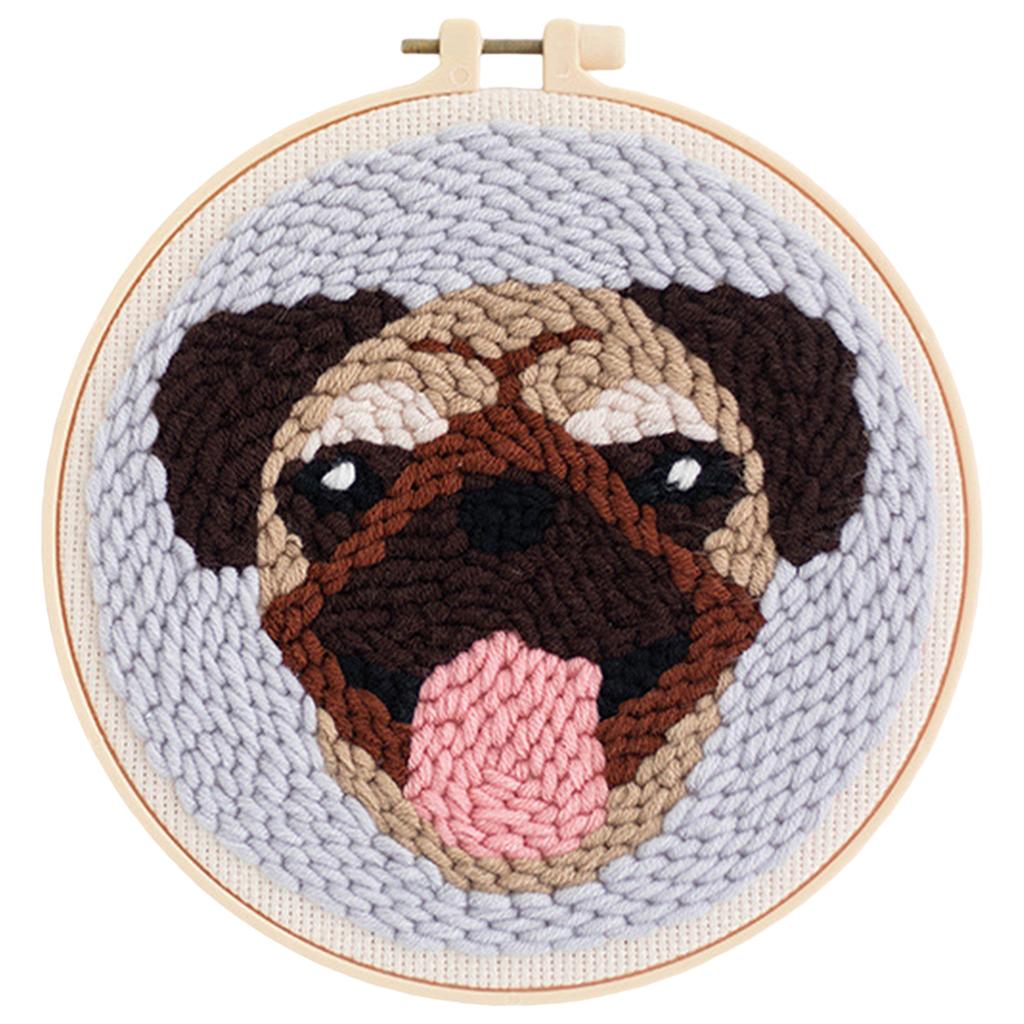 Punch Needle Kit DIY Needlework Animal Dog Embroidery for Adult Kid Starter B